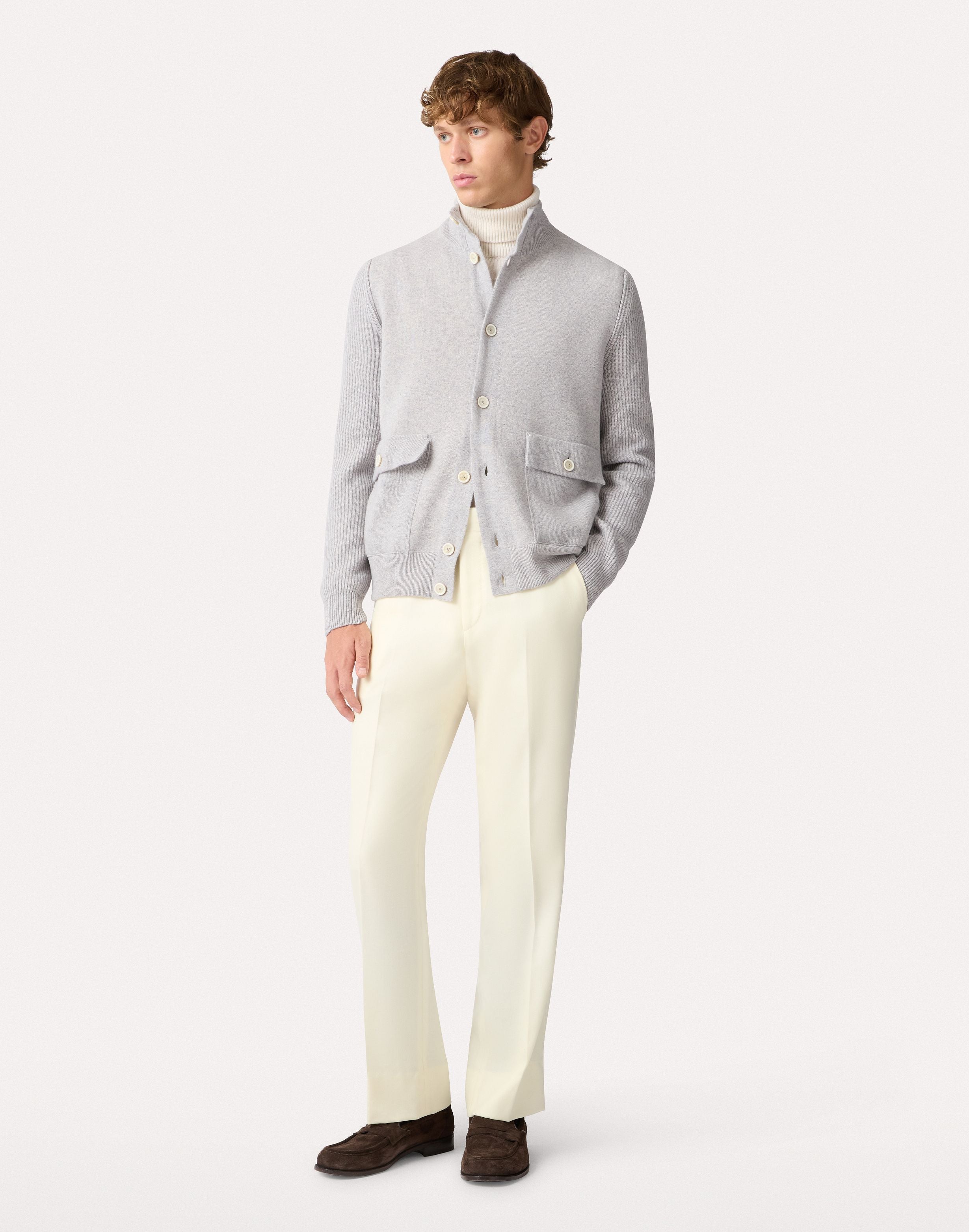 Double-knit jacket in grey and white GREY/WHITE Lardini 2