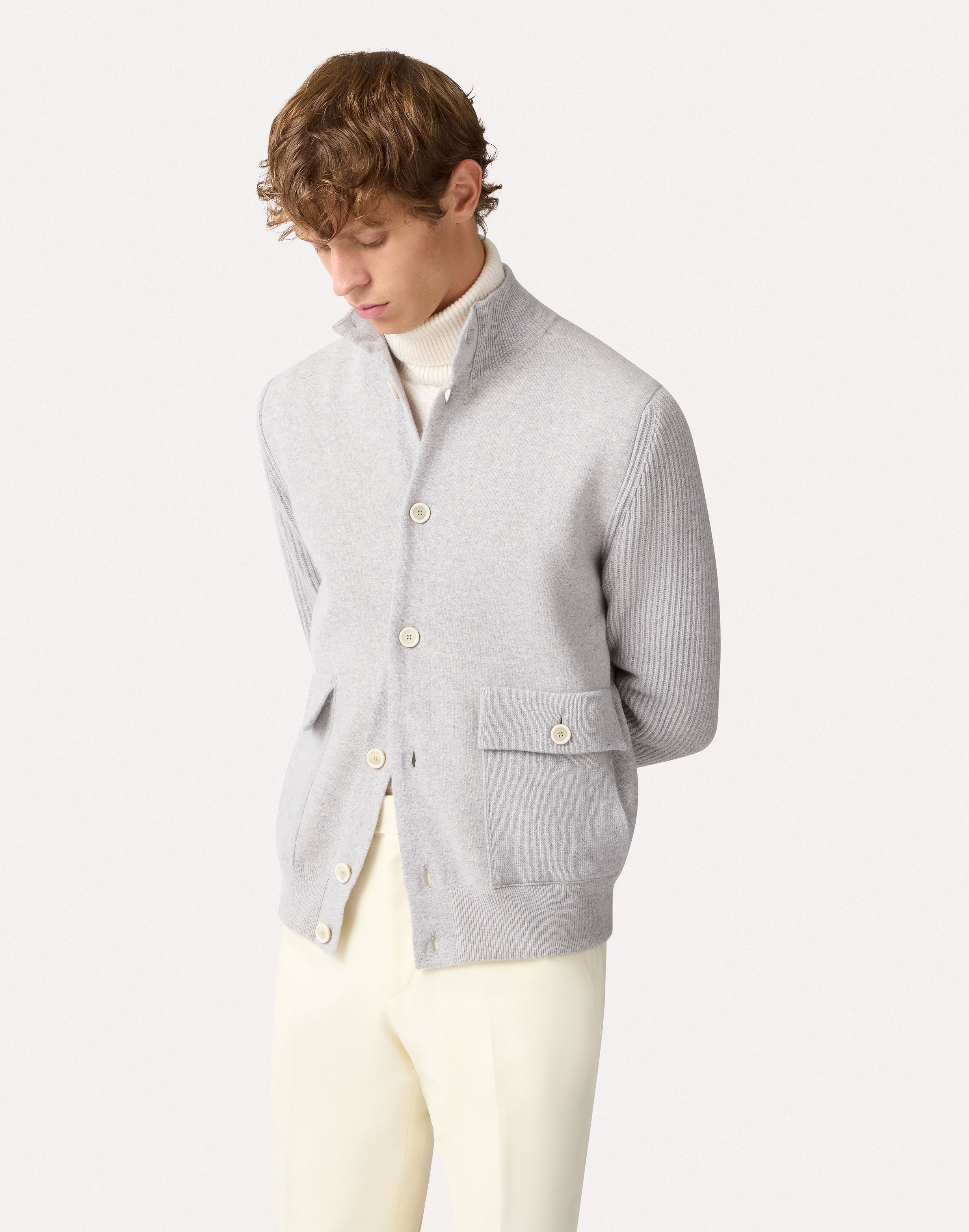 Double-knit jacket in grey and white GREY/WHITE Lardini 4