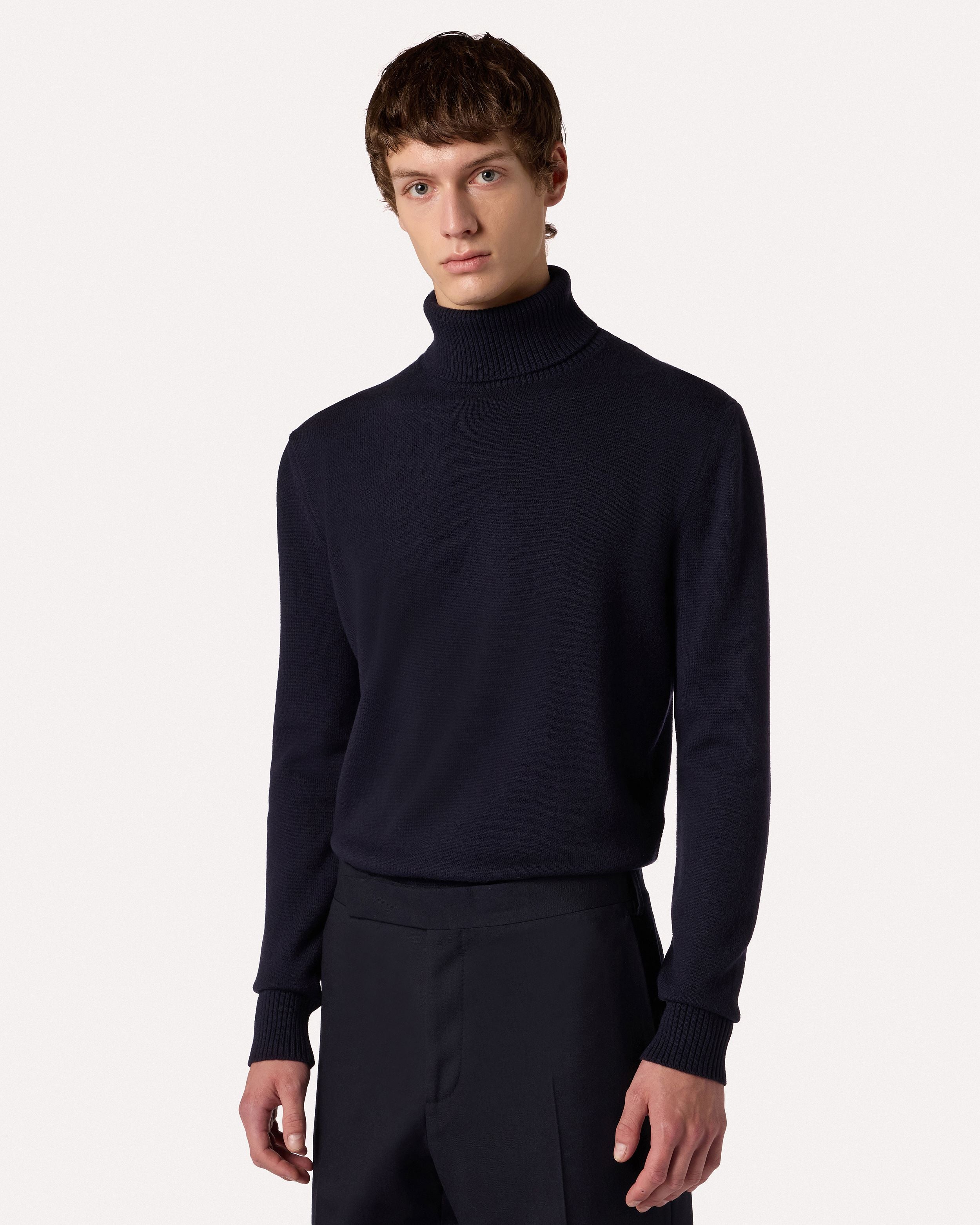 Dolcevita a manica lunga blu in lana merino extrafine BLUE Lardini 4