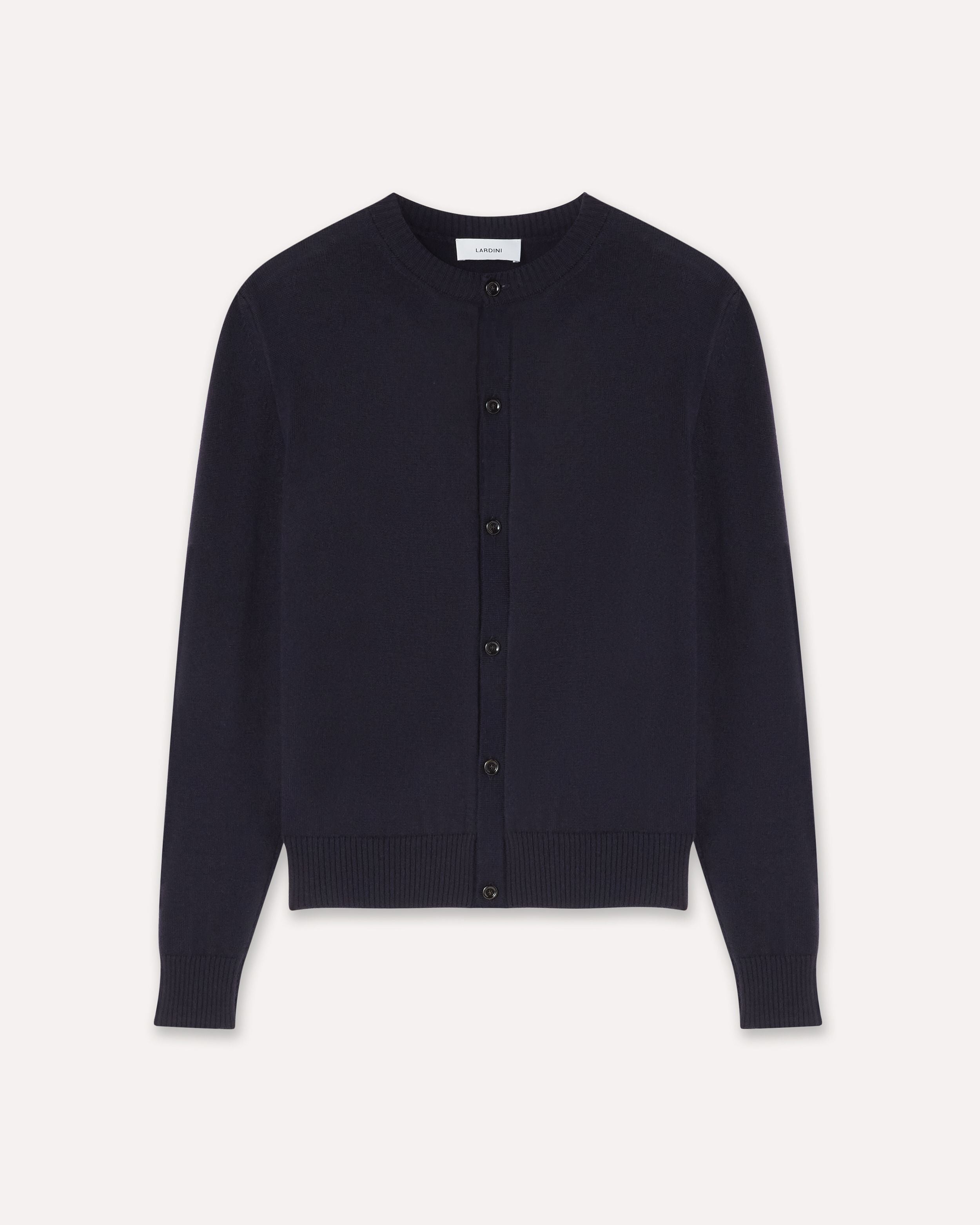 Blue cardigan in extrafine merino wool BLUE Lardini 1