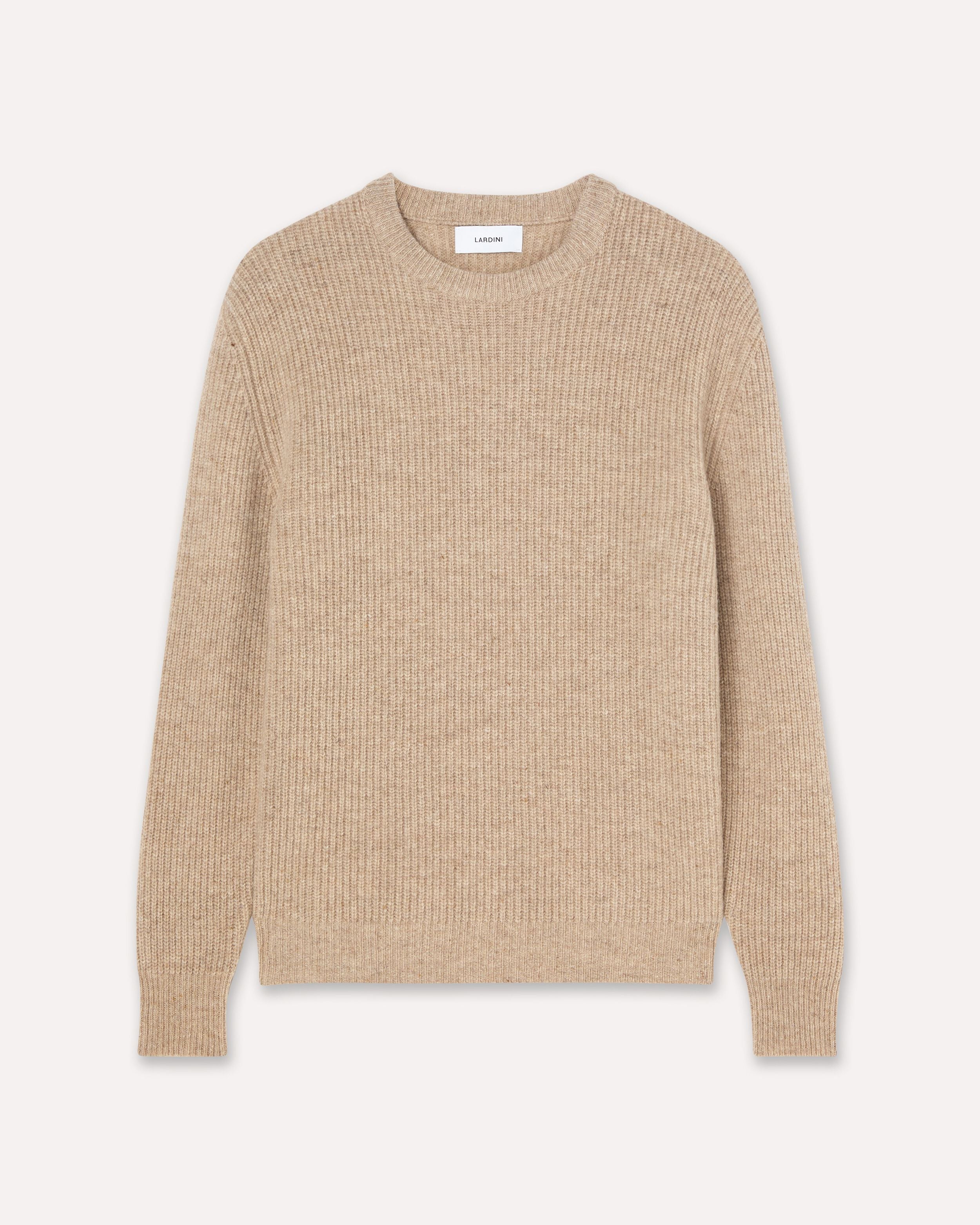 Maglia girocollo beige in lana merino extrafine BEIGE Lardini 1