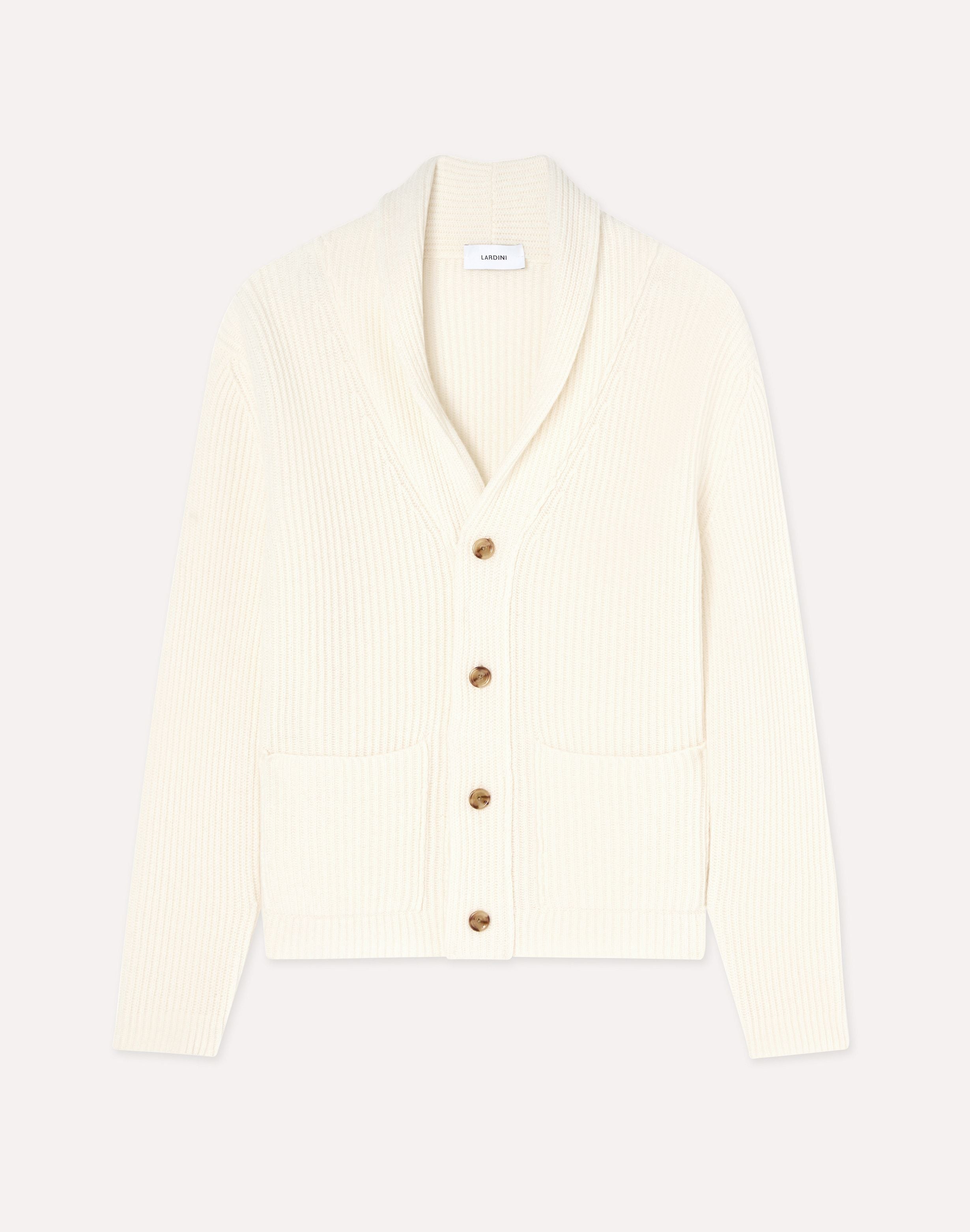 Cream wool and cashmere shawl-collar cardigan CREAM Lardini 1