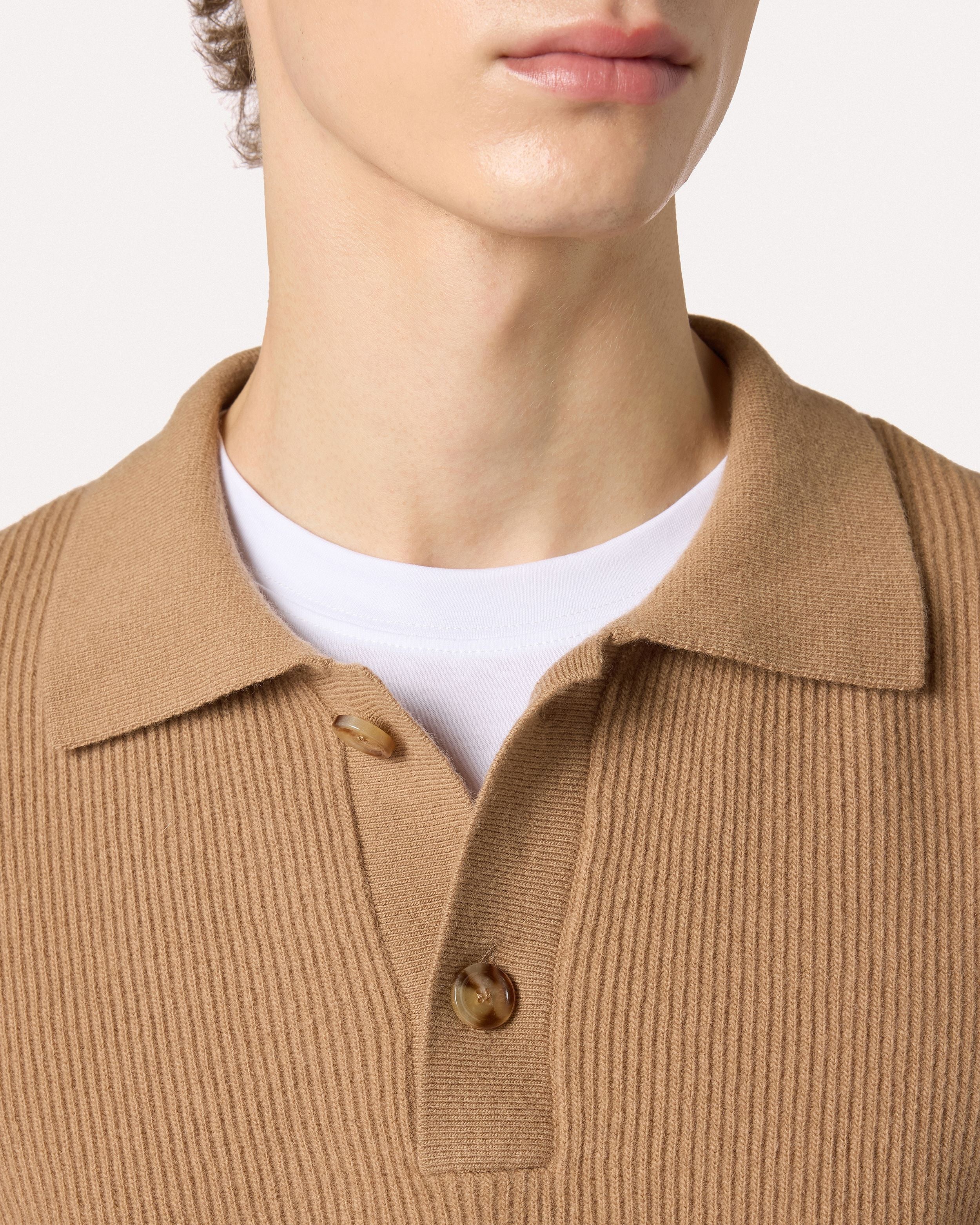 Polo cammello in lana e cashmere a manica lunga CAMEL Lardini 3