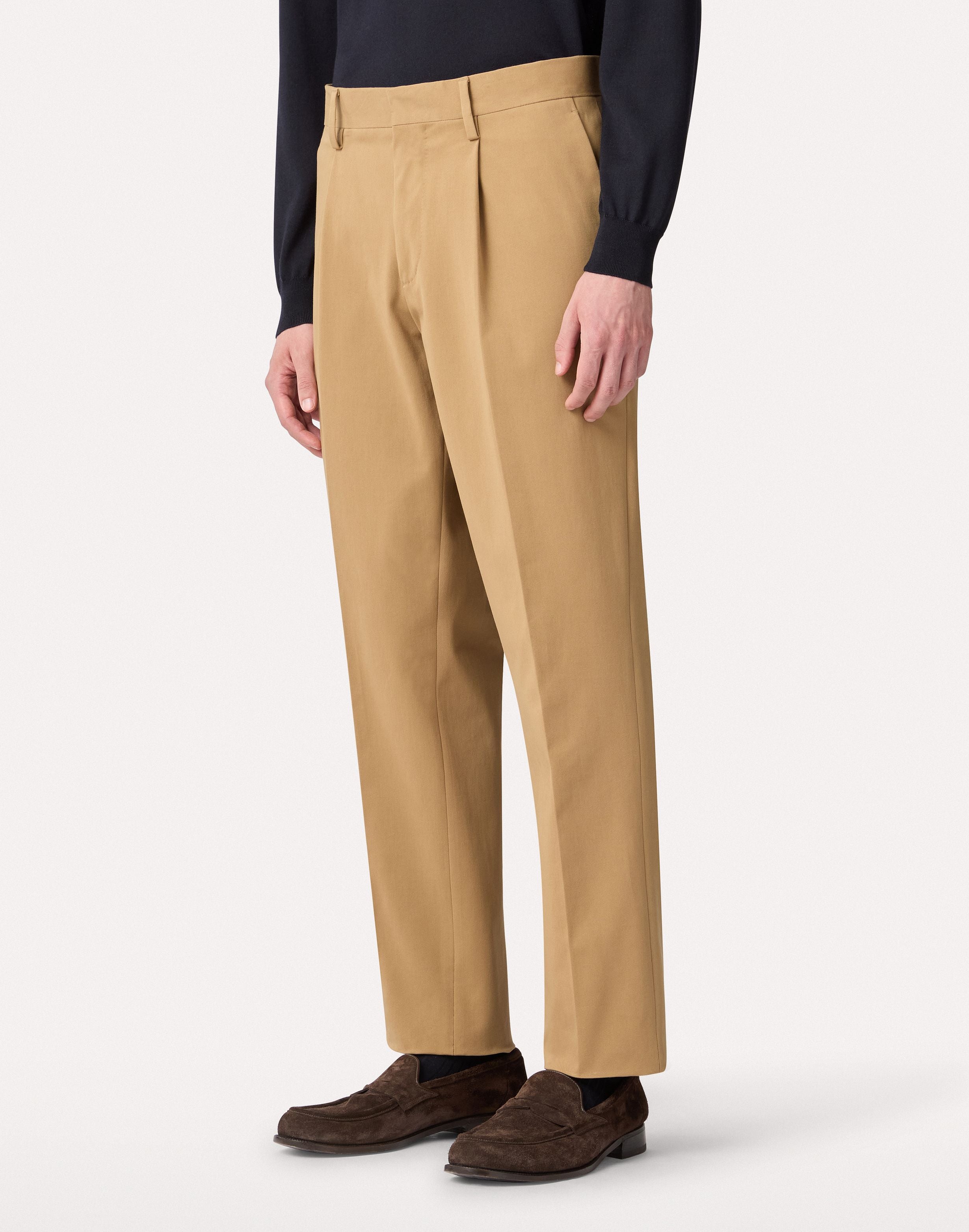 Hose mit Bundfalte aus bi-elastischem Baumwoll-Twill in Haselnuss HAZELNUT Lardini 4