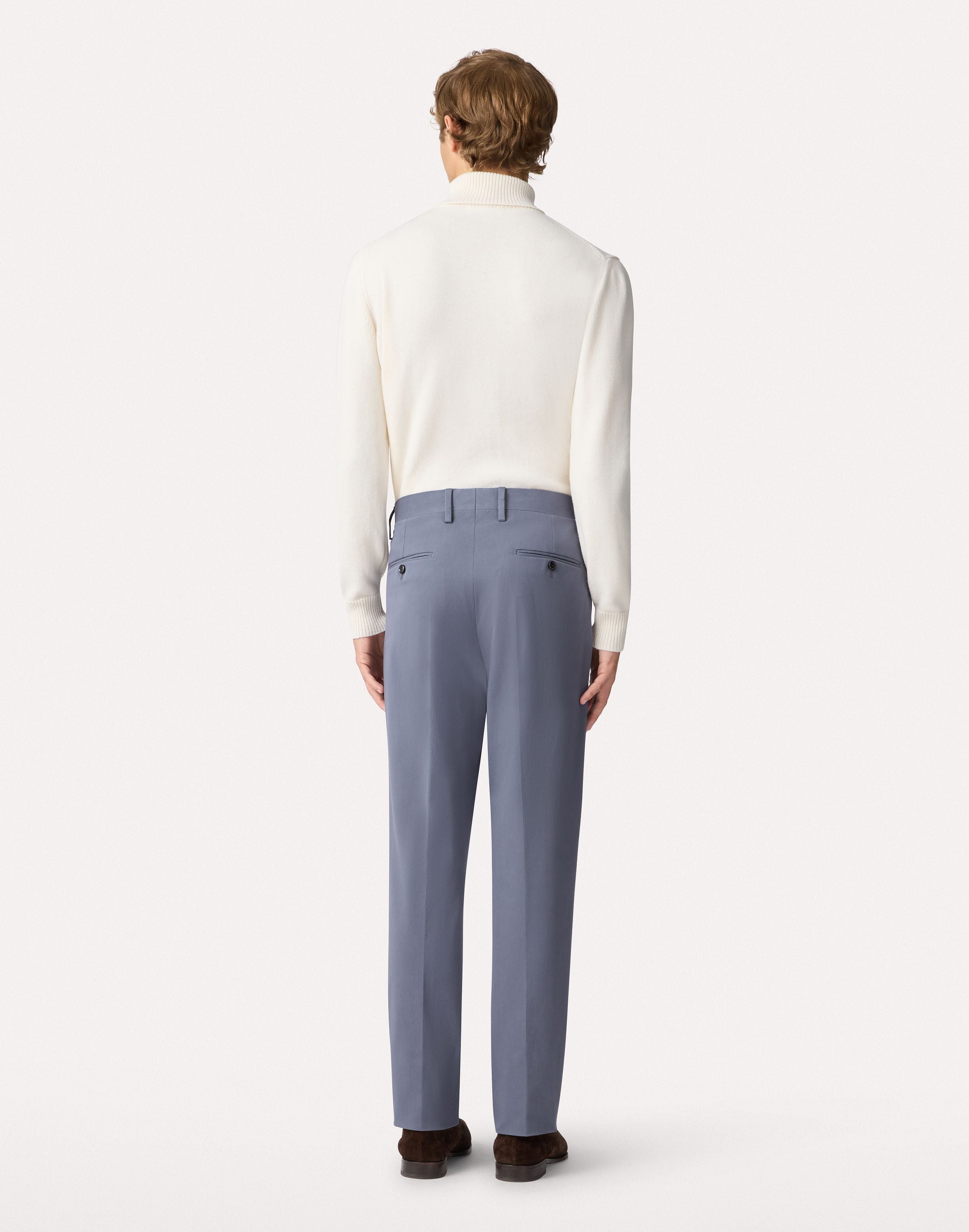 Hose mit Bundfalte aus bi-elastischem Baumwoll-Twill in Avio-Blau AIR FORCE BLUE Lardini 5