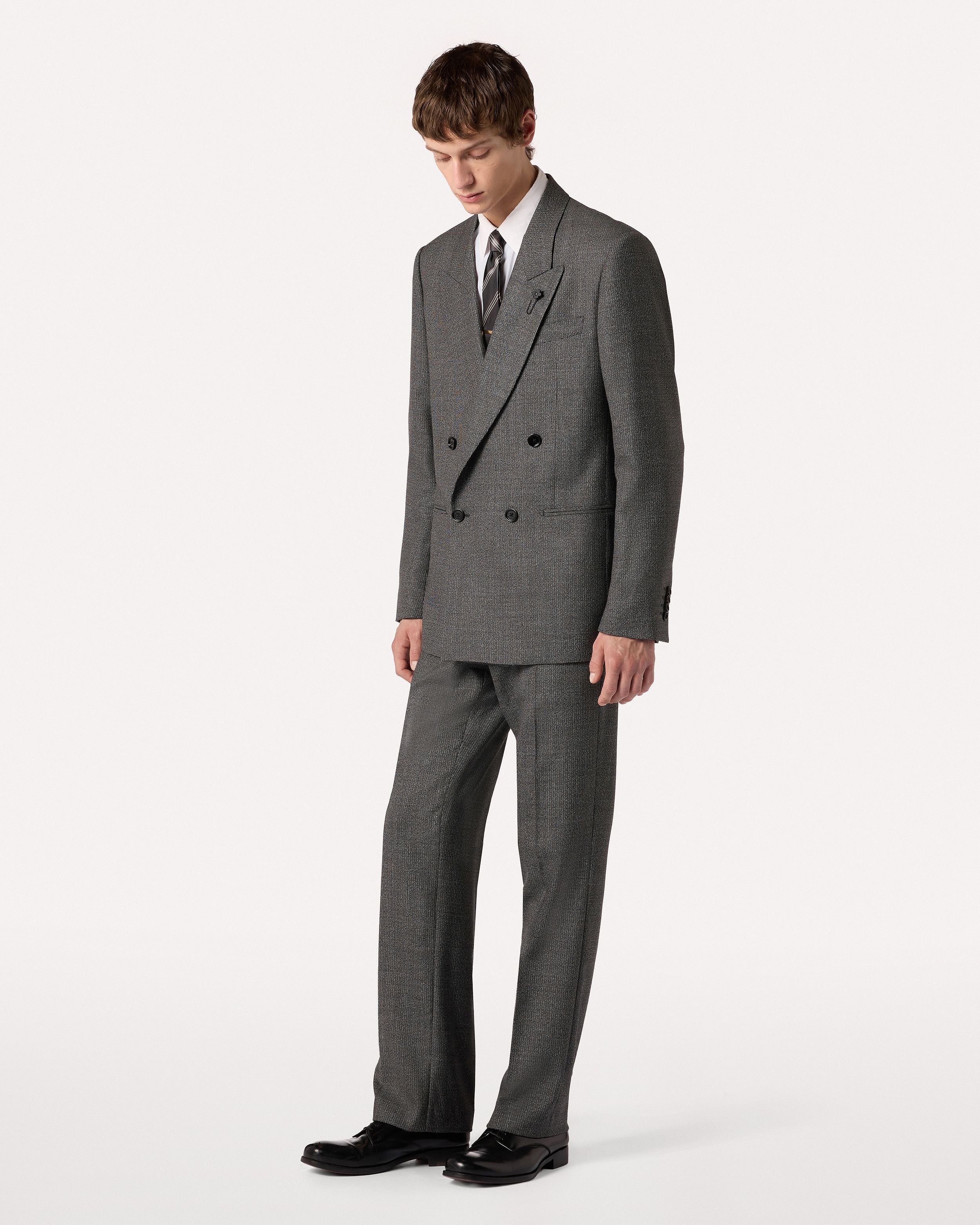 Stretch wool trousers in grey with micro-pattern GREY/BLACK/WHITE Lardini 2