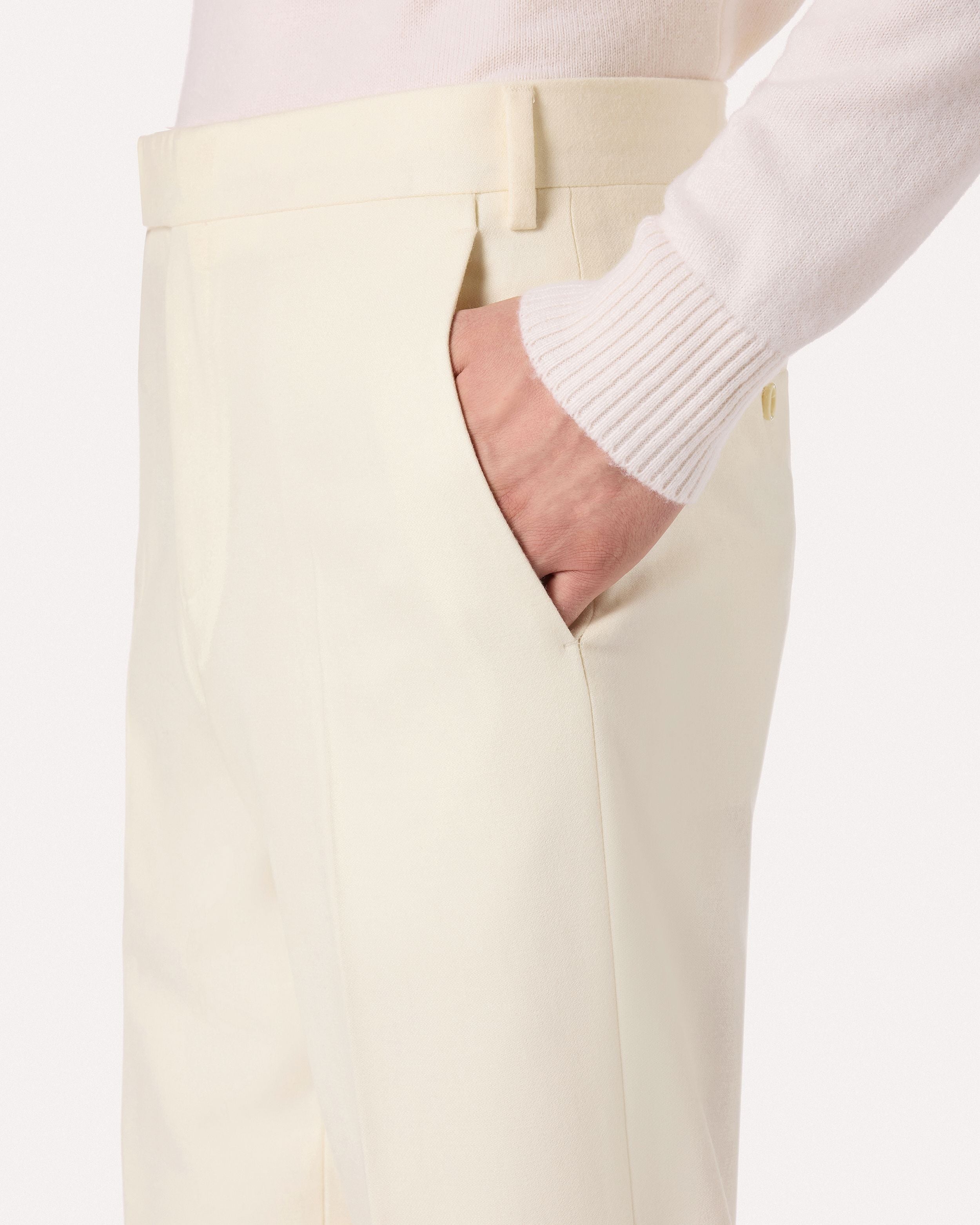 Pantalone panna in lana CREAM Lardini 3