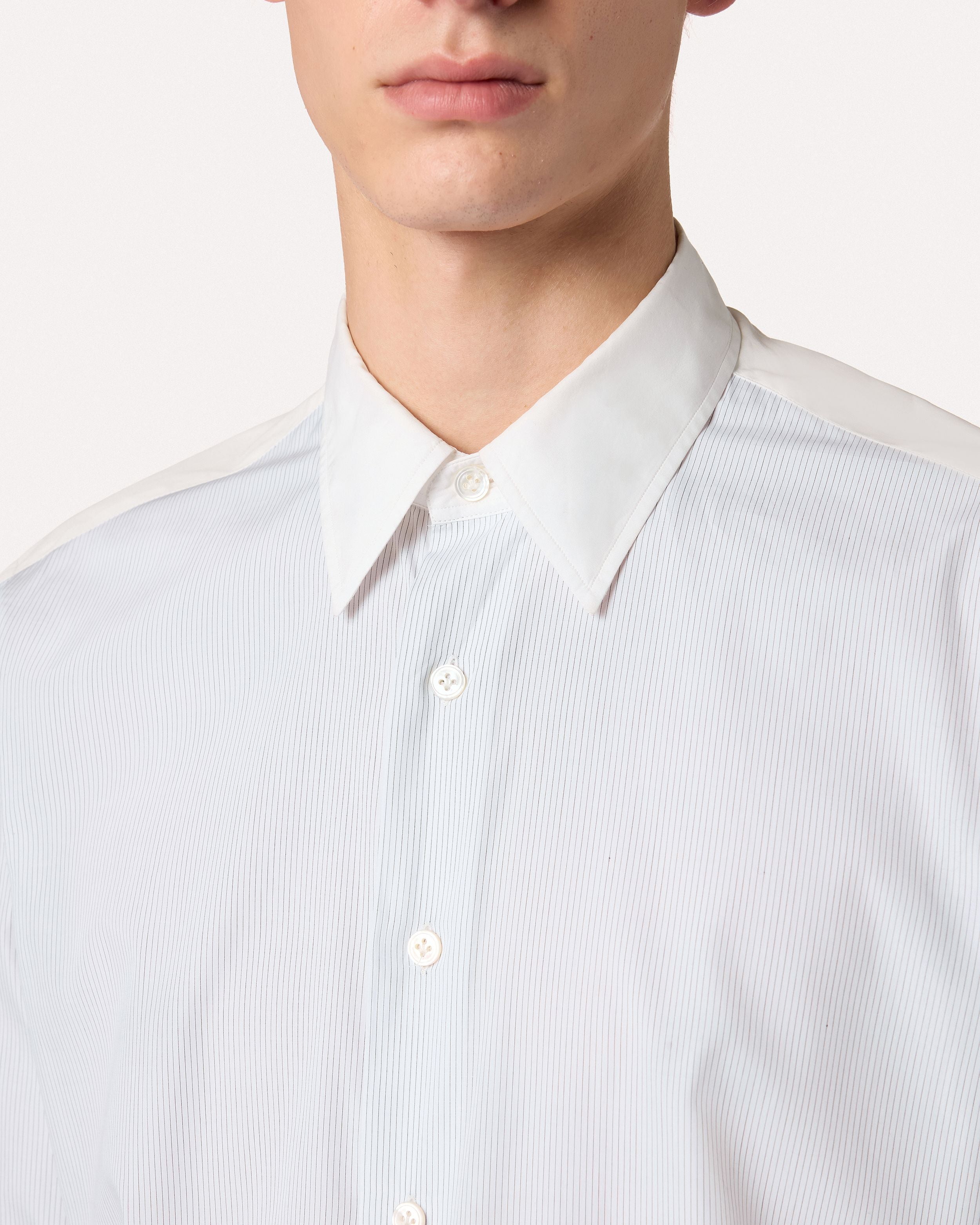 Striped cotton poplin shirt WHITE/BLACK Lardini 3