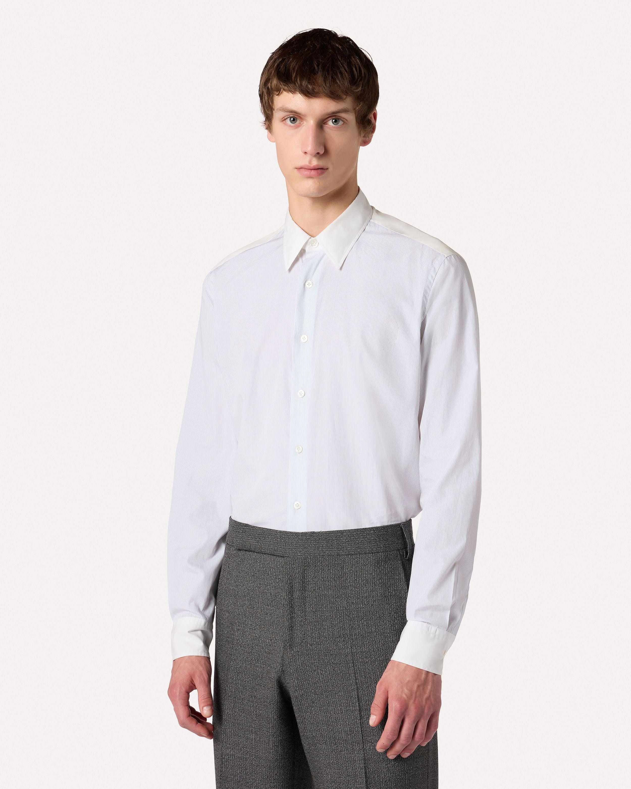 Striped cotton poplin shirt WHITE/BLACK Lardini 4