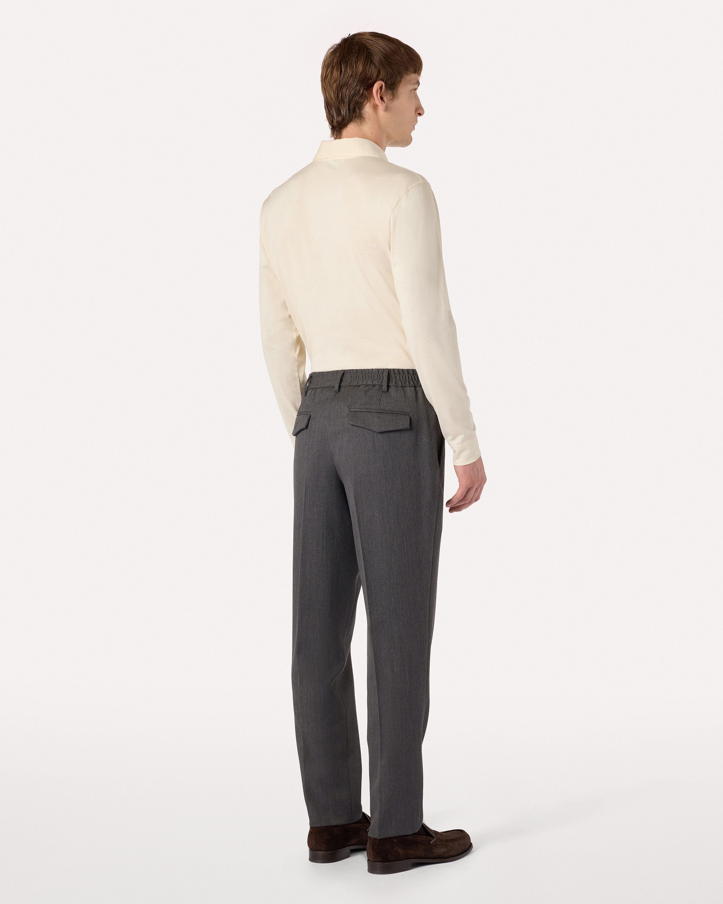 Pantalone grigio senza pieghe in twill di lana GREY Lardini 5
