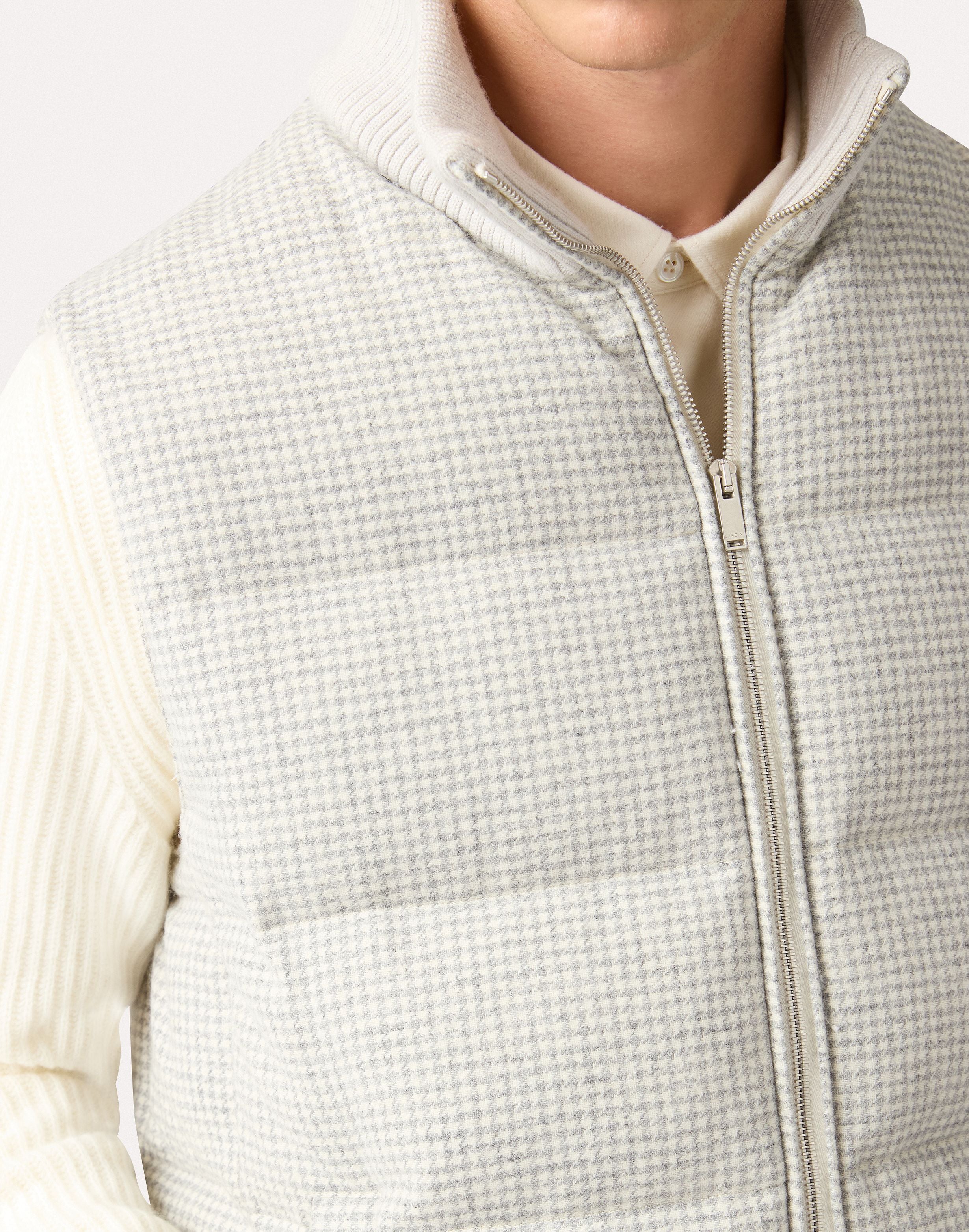 Sleeveless down jacket in wool and cashmere, cream and grey CREAM/GREY Lardini 3