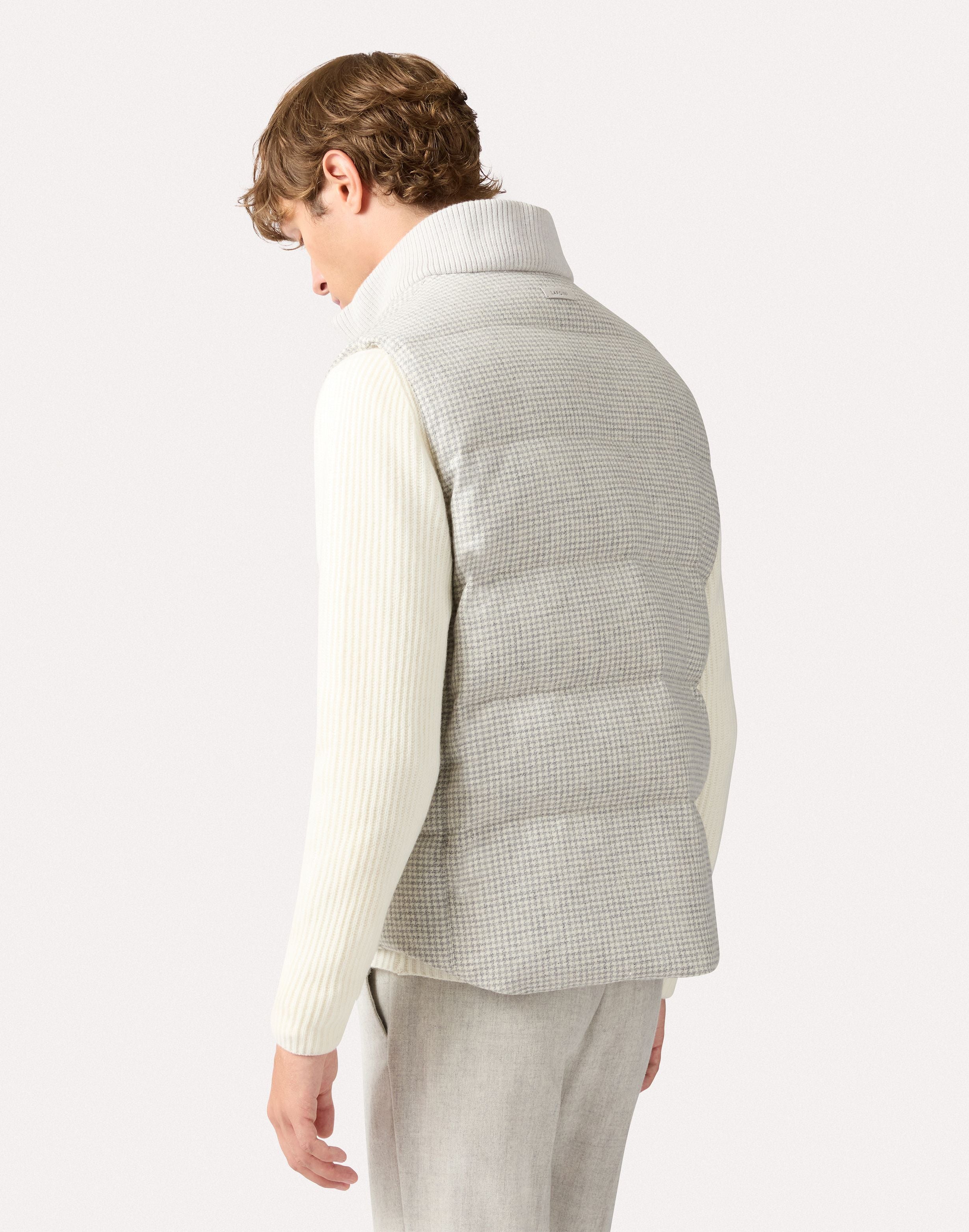 Sleeveless down jacket in wool and cashmere, cream and grey CREAM/GREY Lardini 5