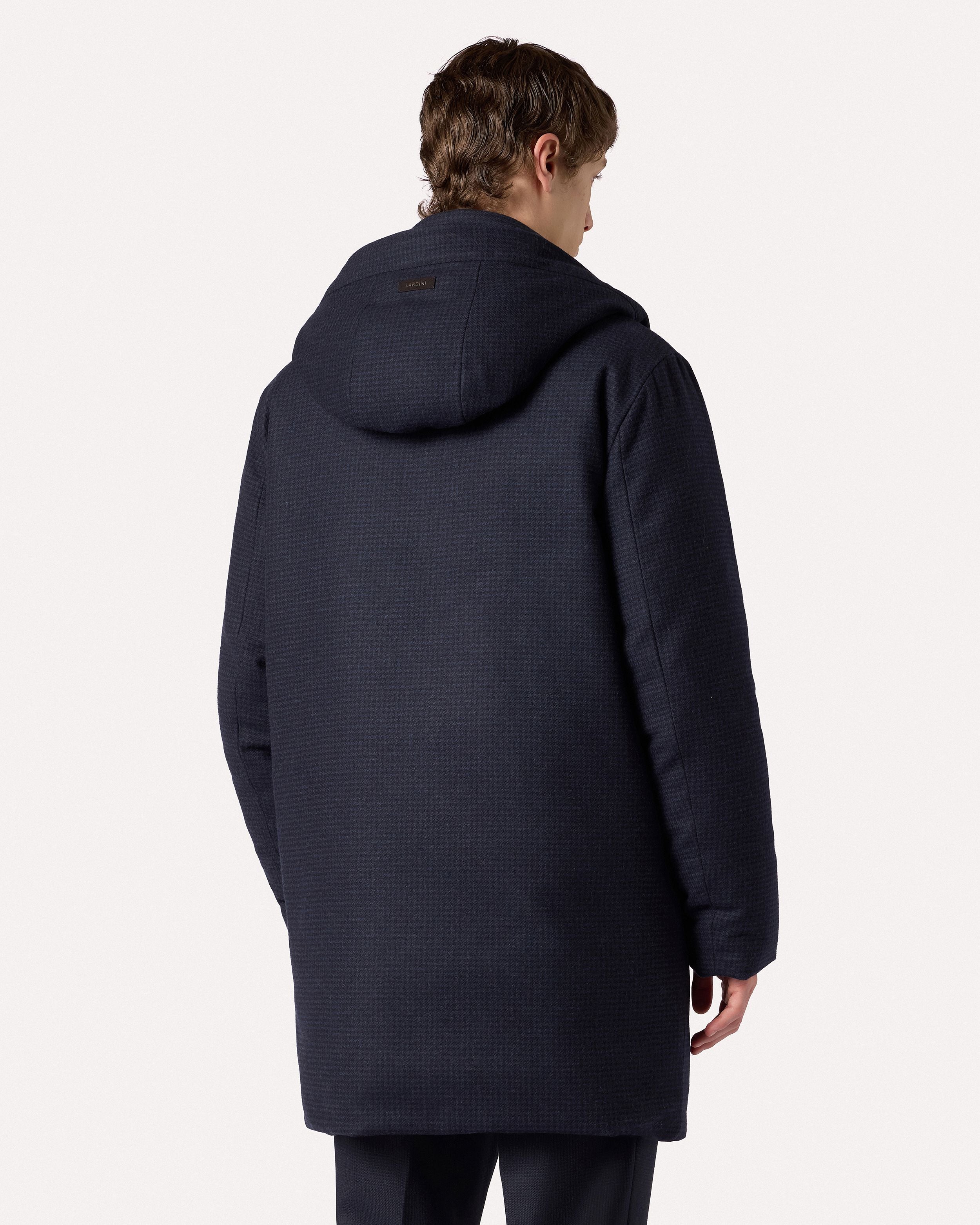 Long hooded down coat in wool and cashmere BLUE/CORNFLOWER BLUE Lardini 5