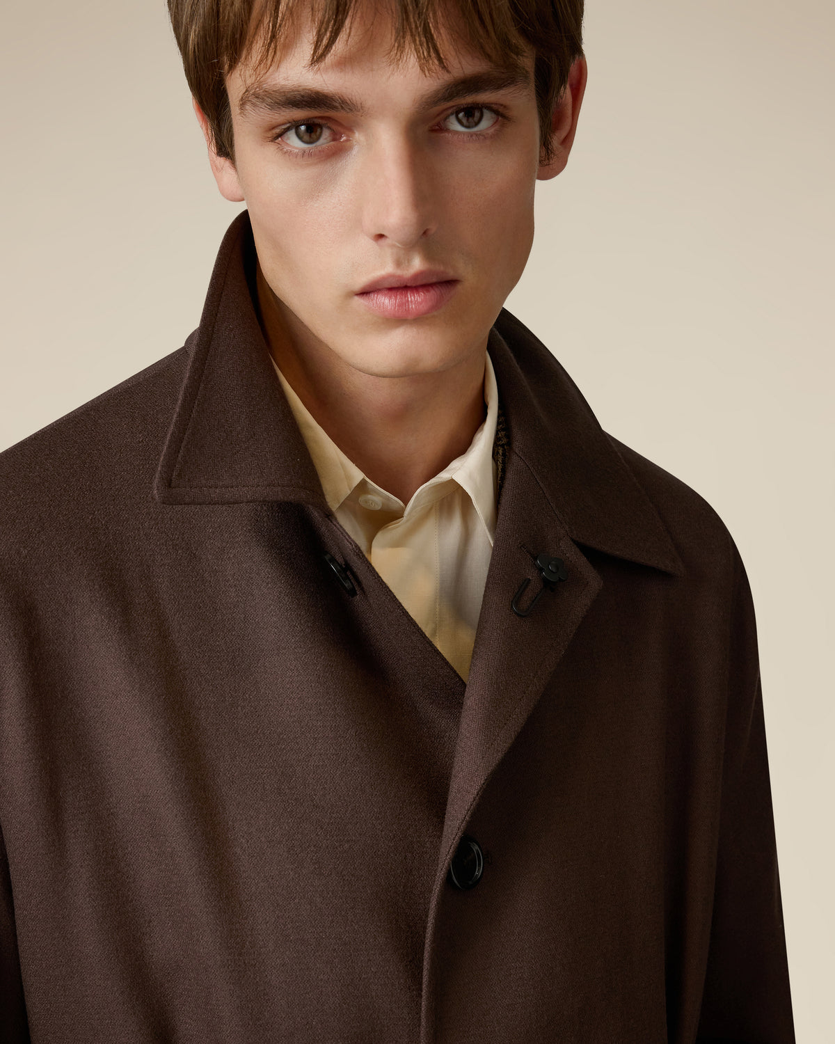 Brauner einreihiger Trenchcoat aus Wolle BROWN Lardini 3