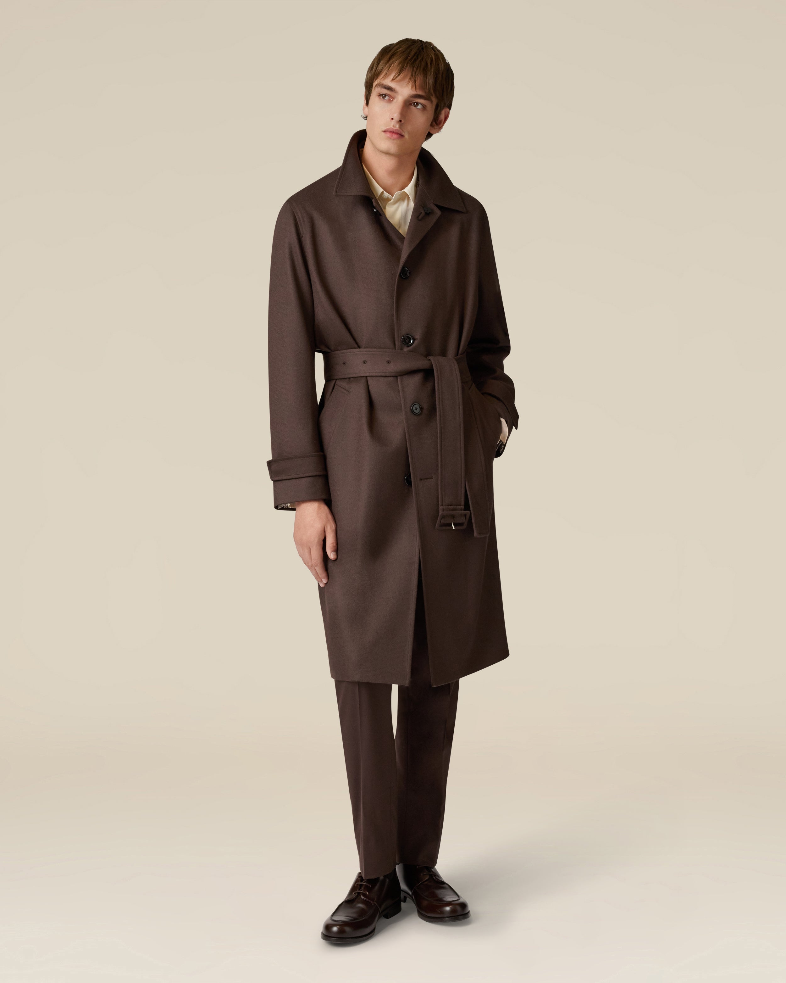 Brauner einreihiger Trenchcoat aus Wolle BROWN Lardini 4