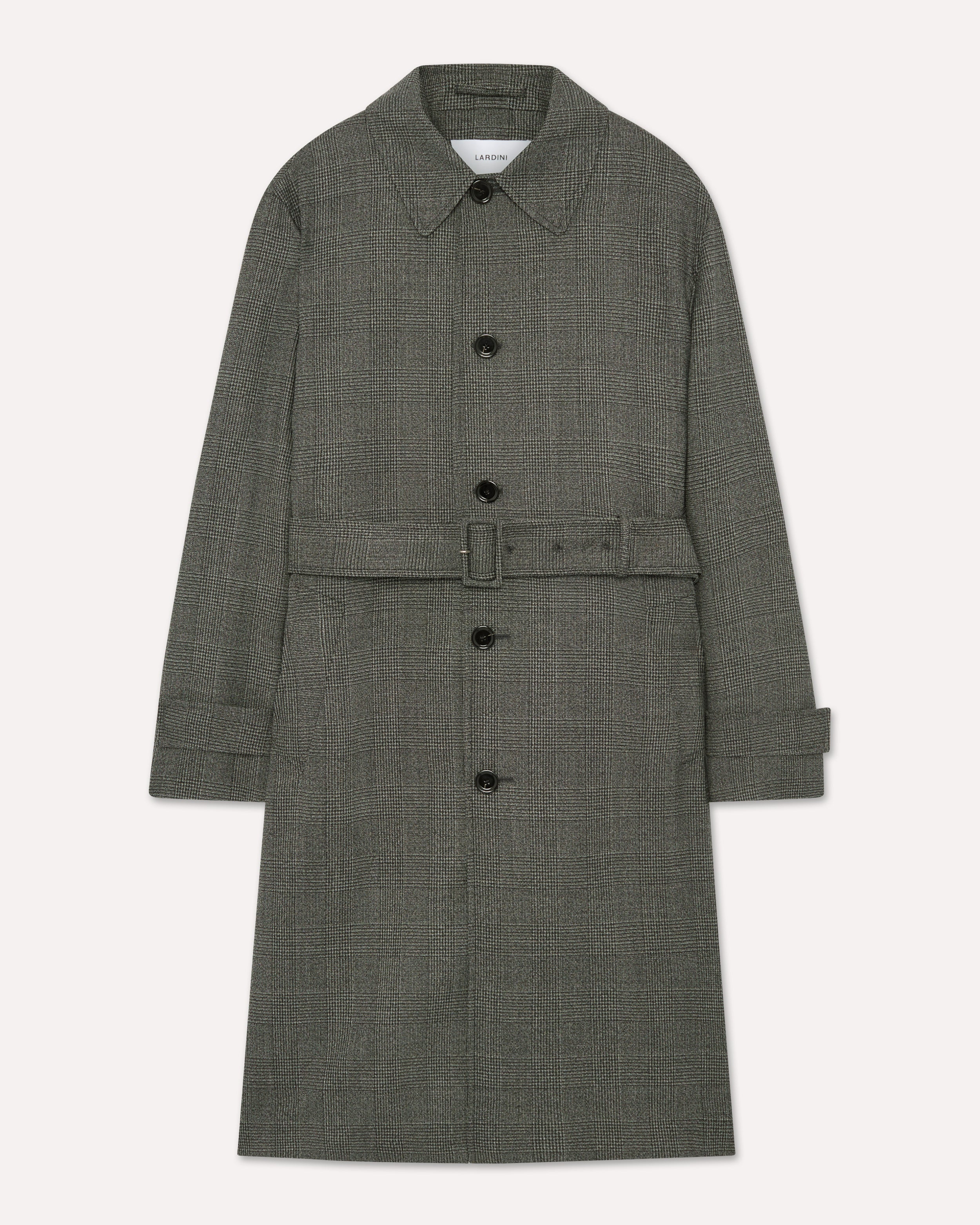 Schwarzer Stretch-Wolltrenchcoat BLACK Lardini 1