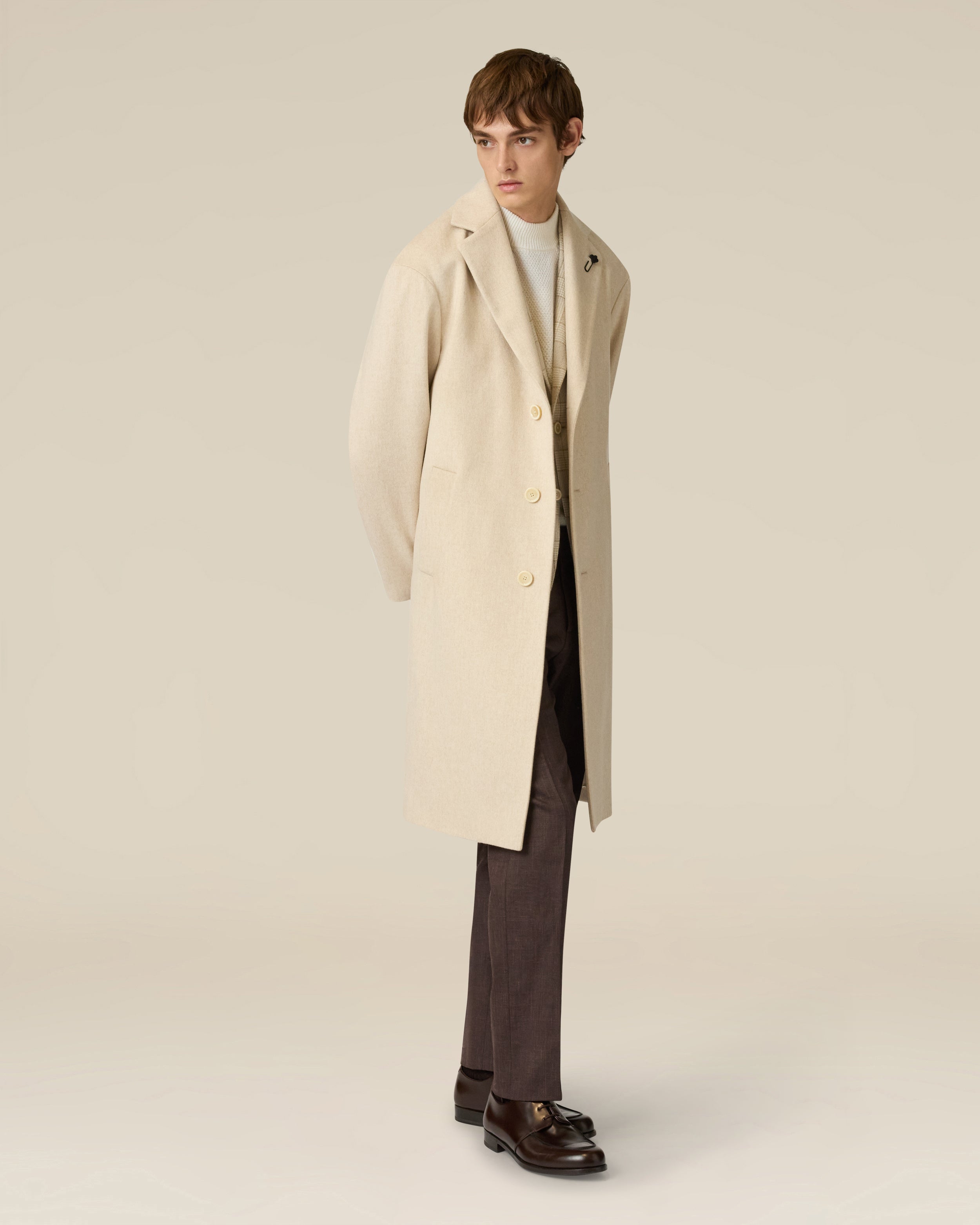 Cream single-breasted wool coat CREAM Lardini 2