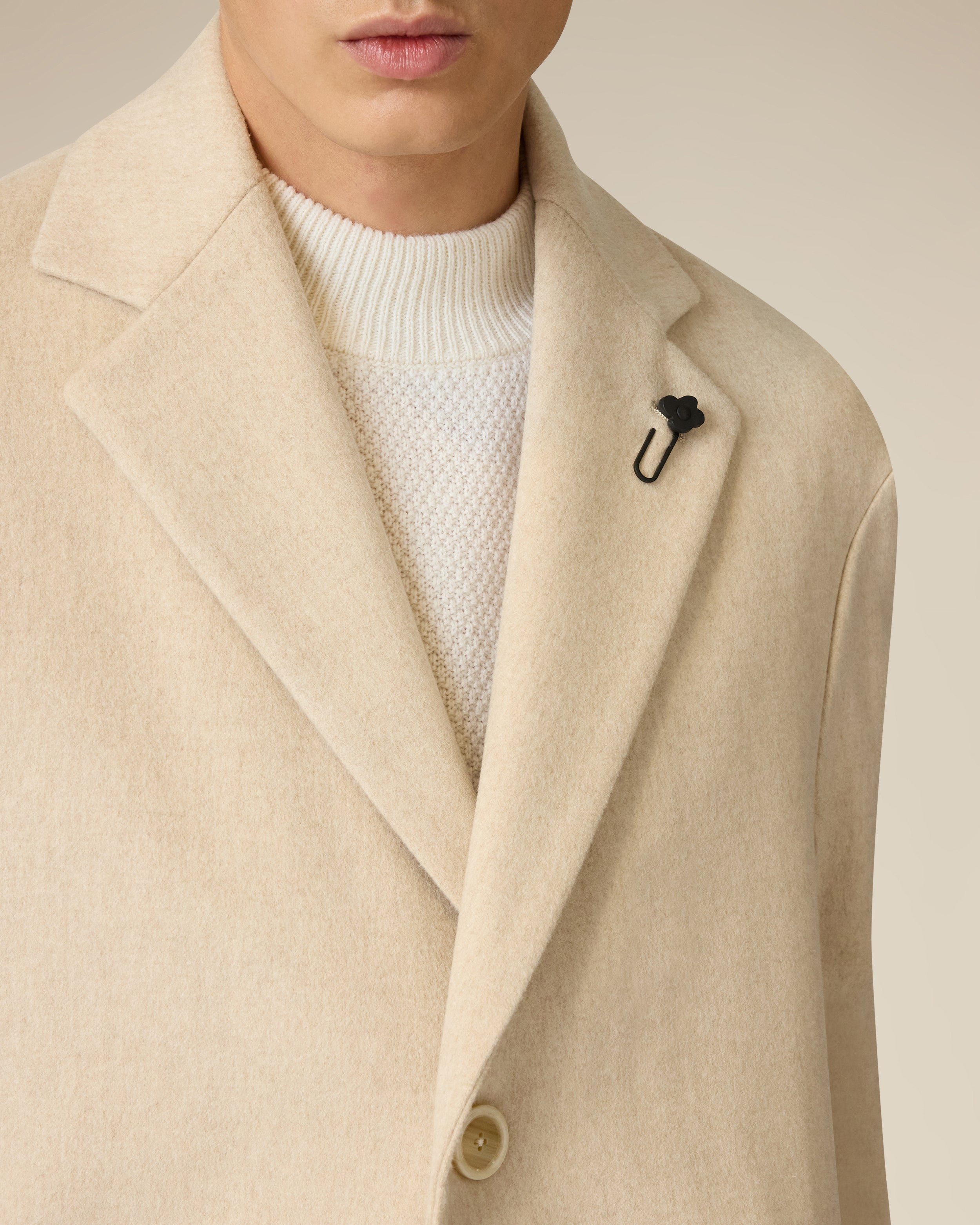 Cream single-breasted wool coat CREAM Lardini 3