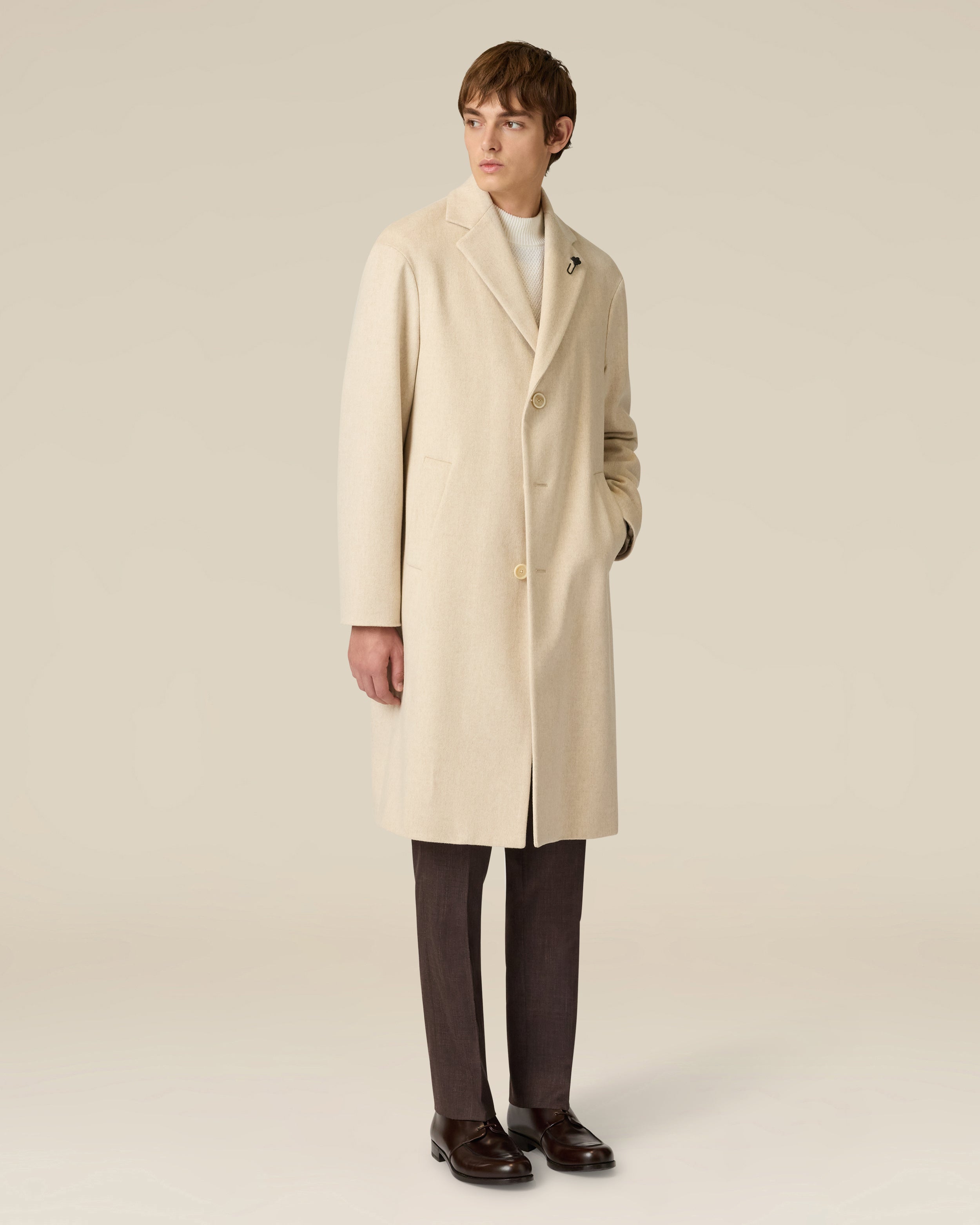Cream single-breasted wool coat CREAM Lardini 4