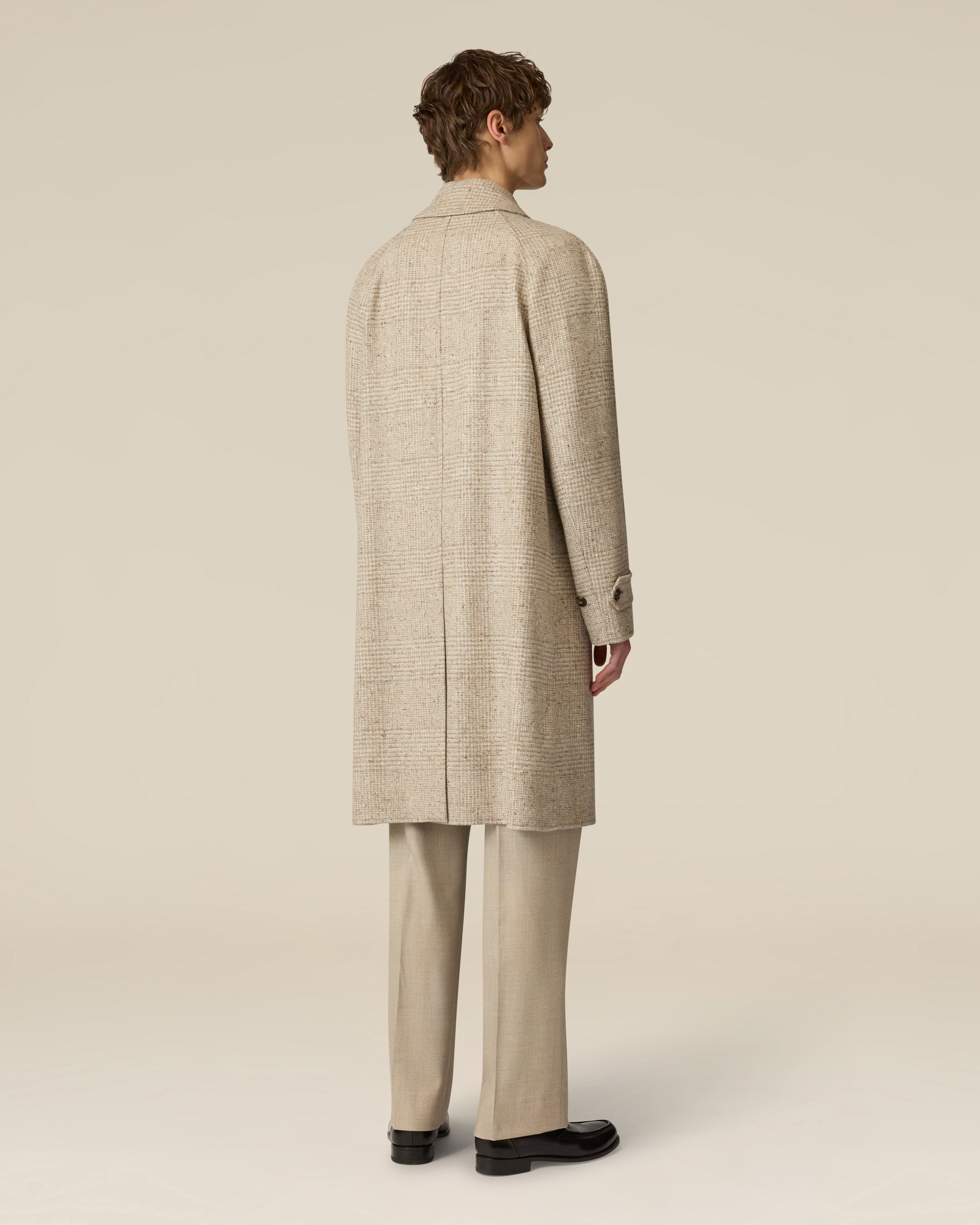 Beige-grauer einreihiger Tweedmantel BEIGE/GREY Lardini 5
