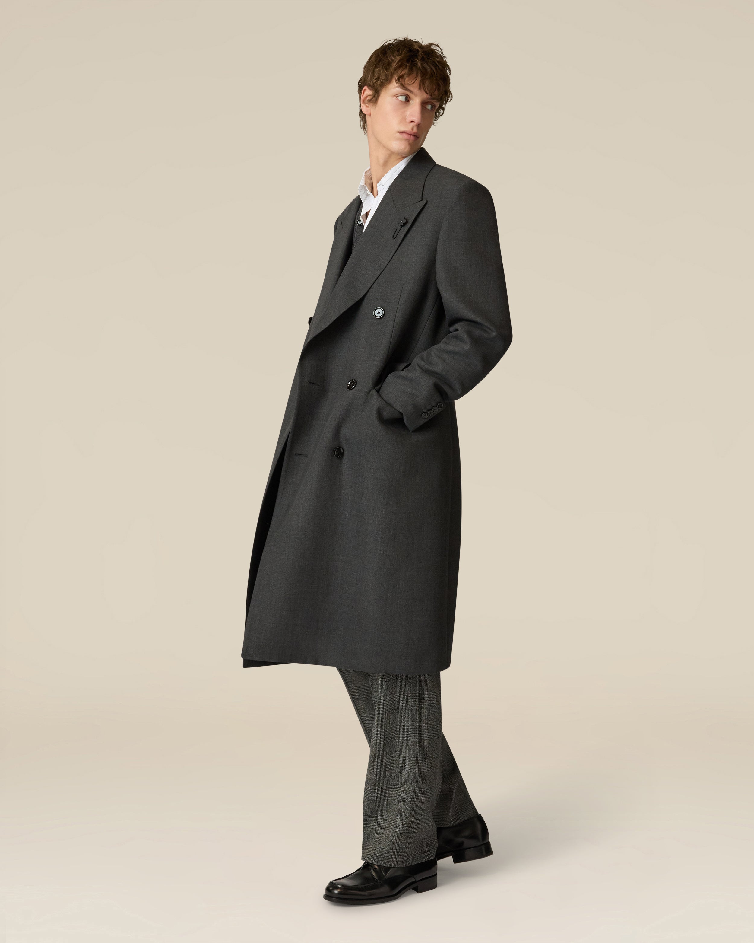 Grey double-breasted coat in wool and viscose GREY Lardini 2