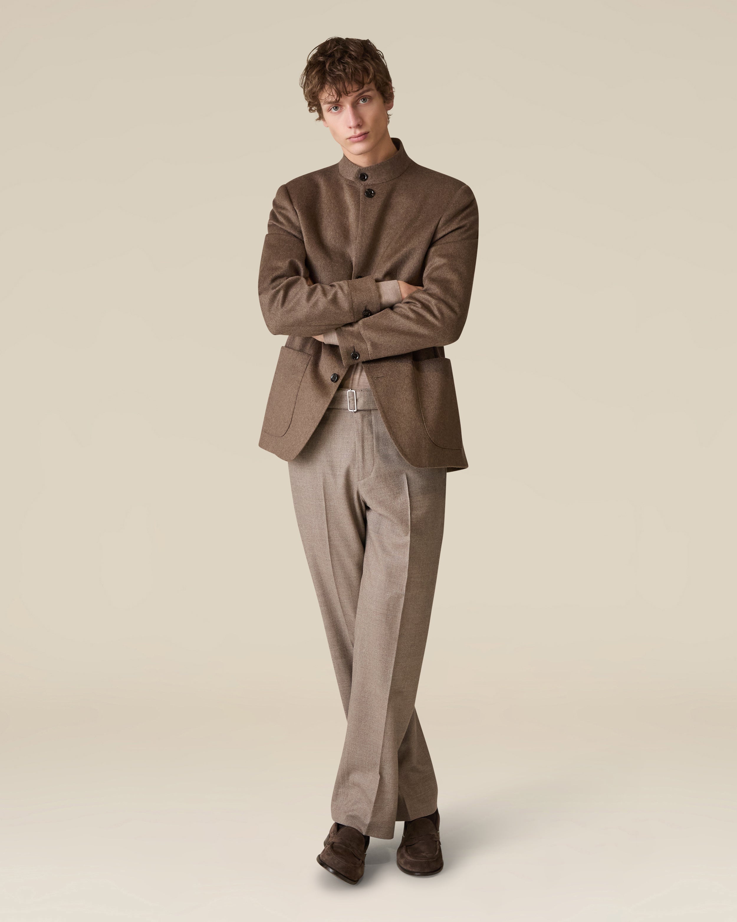 Einreihiges Sakko aus reinem braunem Kaschmir BROWN Lardini 2