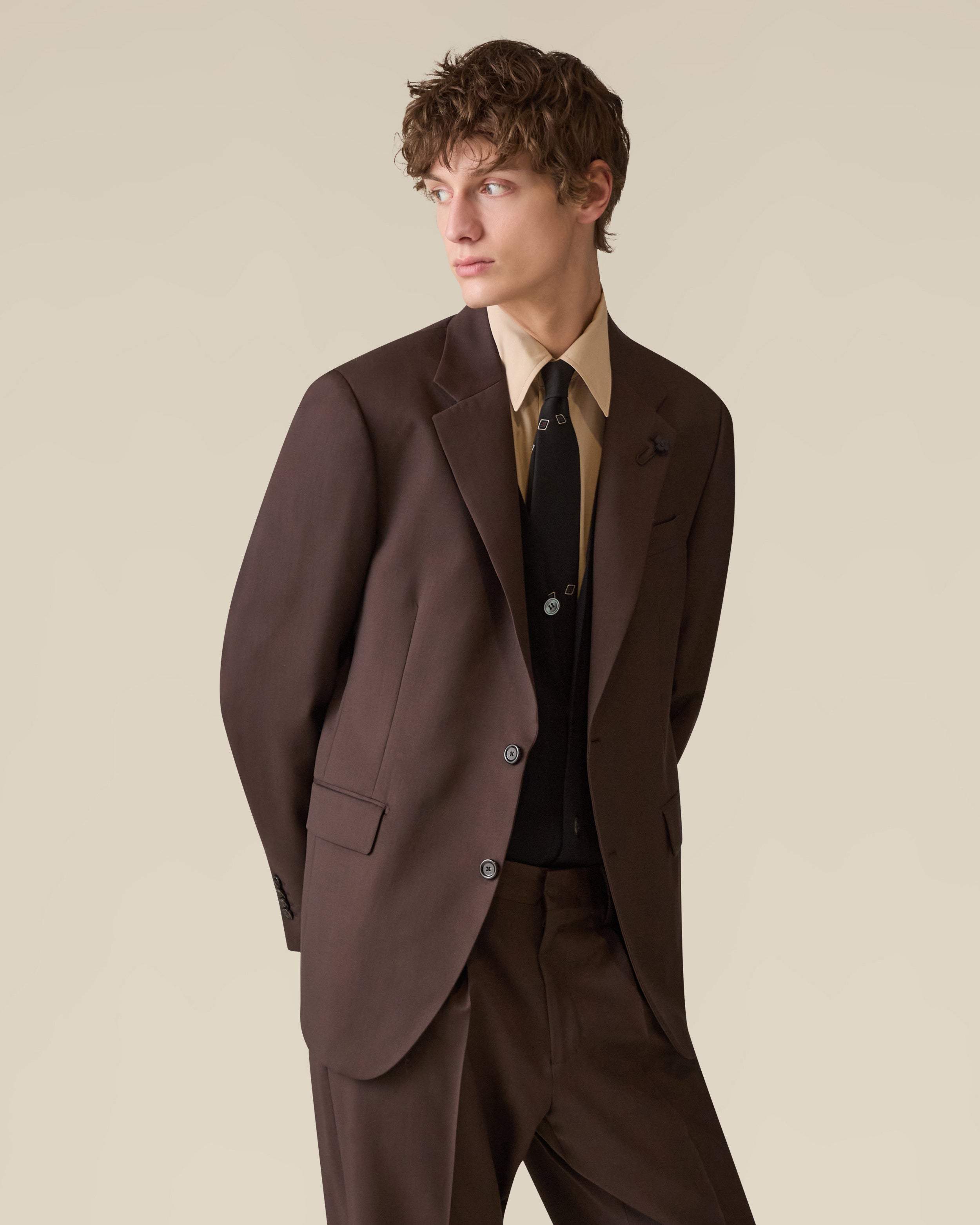 Brown single-breasted wool jacket BROWN Lardini 3