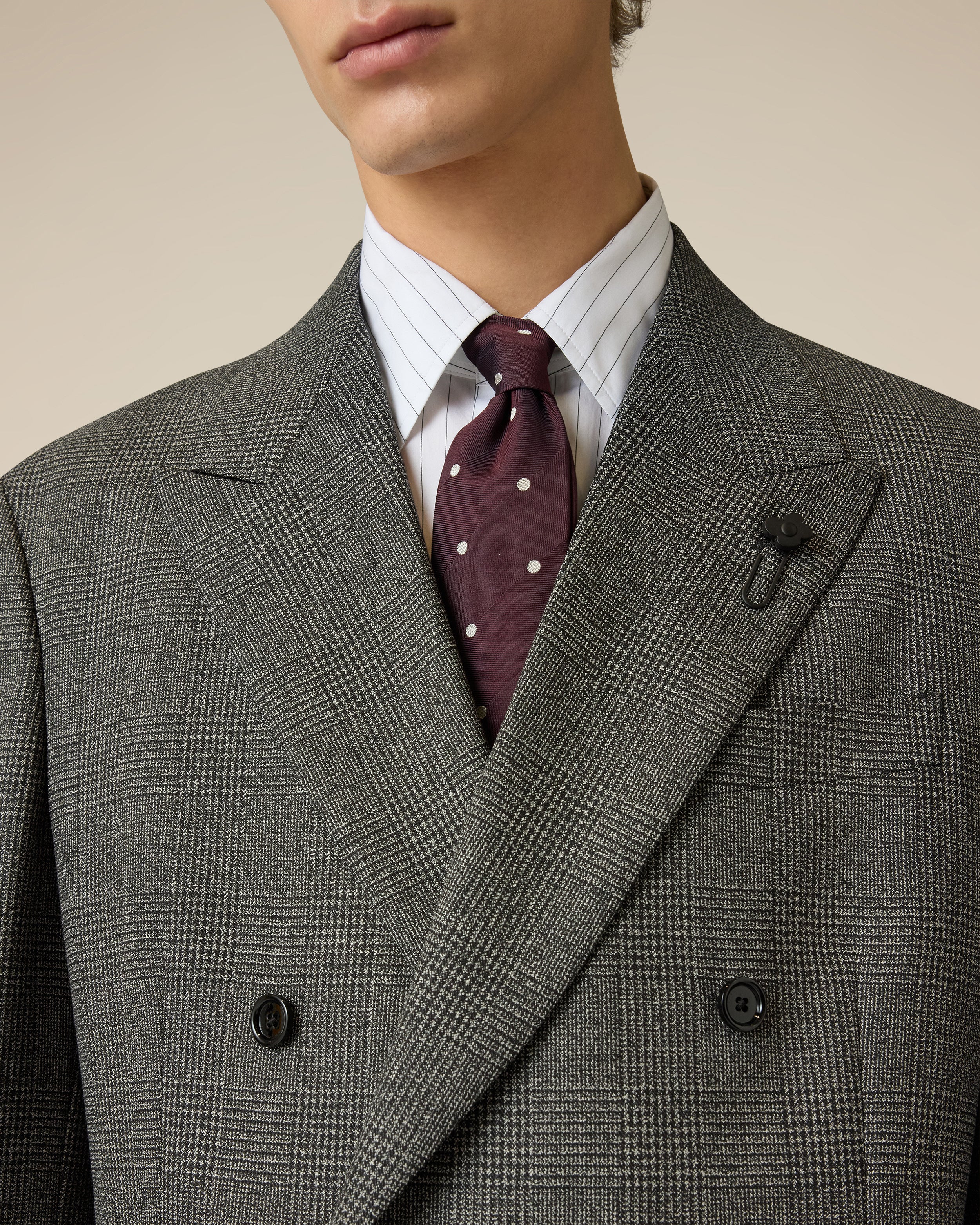 Grey double-breasted stretch wool jacket BLACK Lardini 3