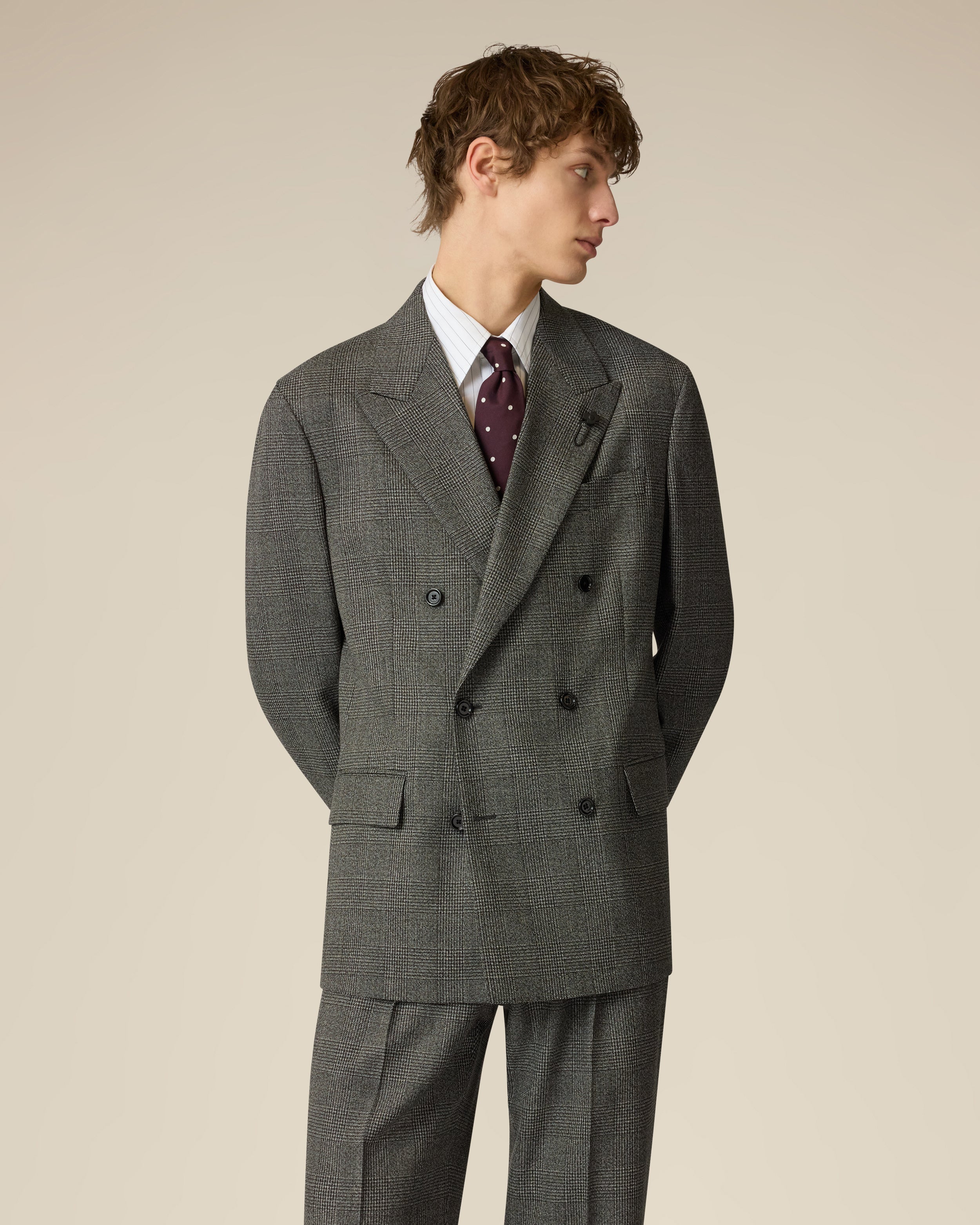Grey double-breasted stretch wool jacket BLACK Lardini 4