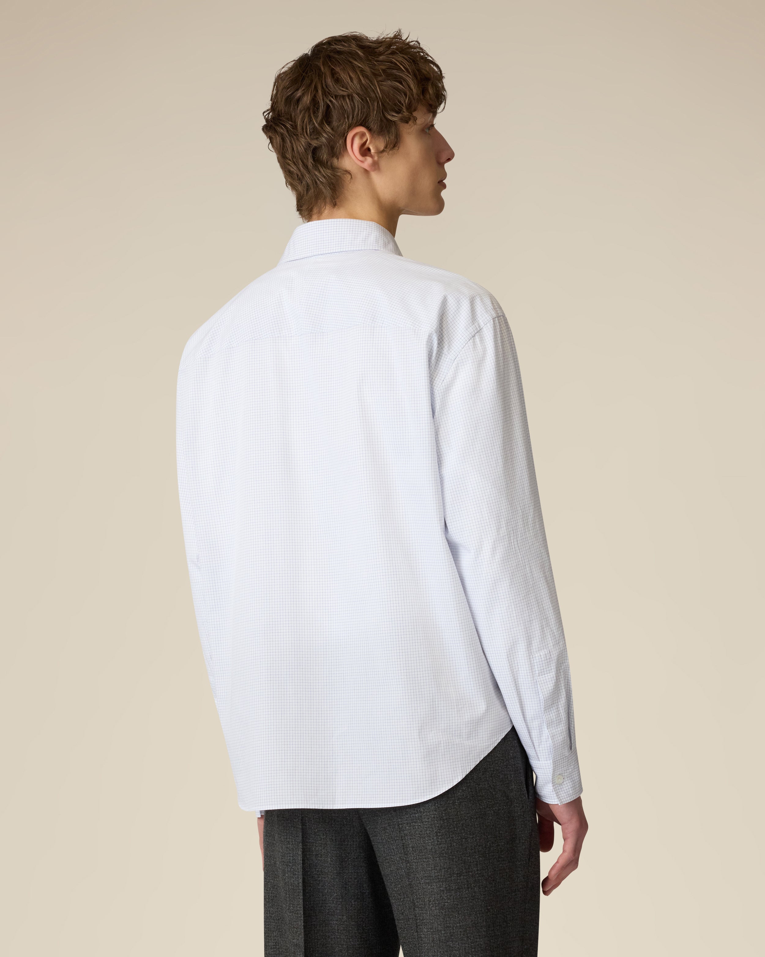 Camicia bianca in popeline di cotone WHITE/LIGHT BLUE Lardini 5