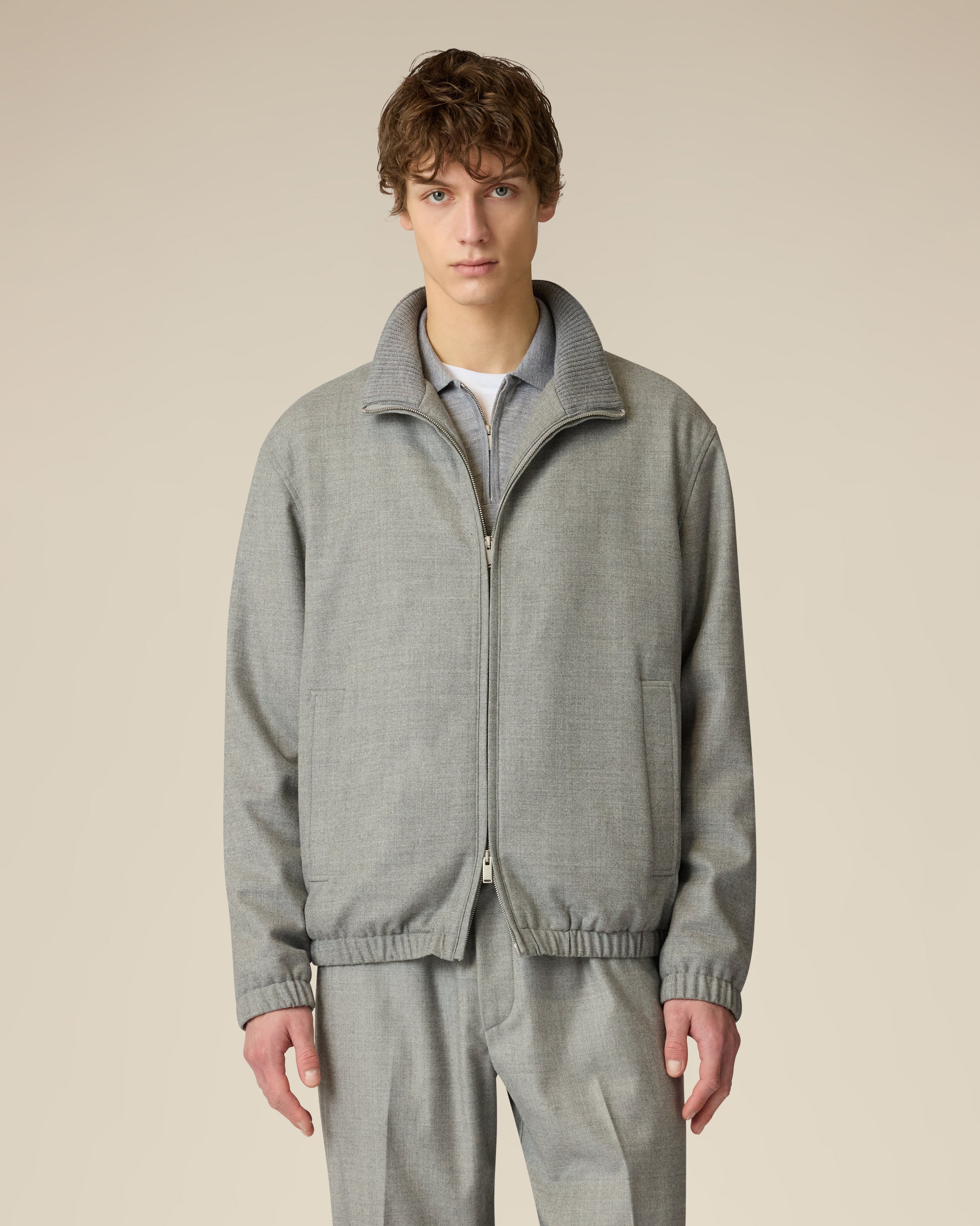 Grey padded jacket in stretch wool GREY Lardini 4