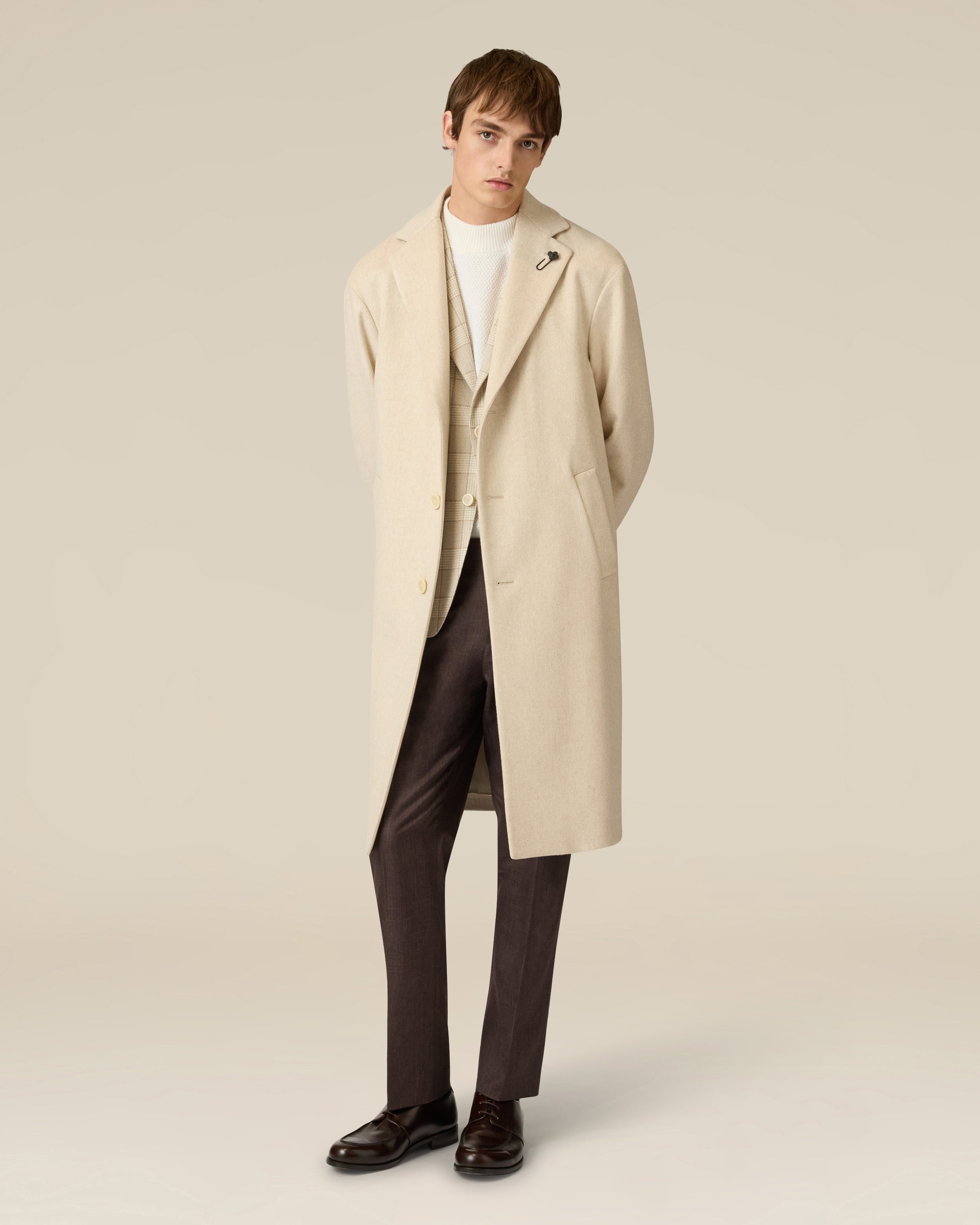 Brown flat-front trousers BROWN Lardini 2