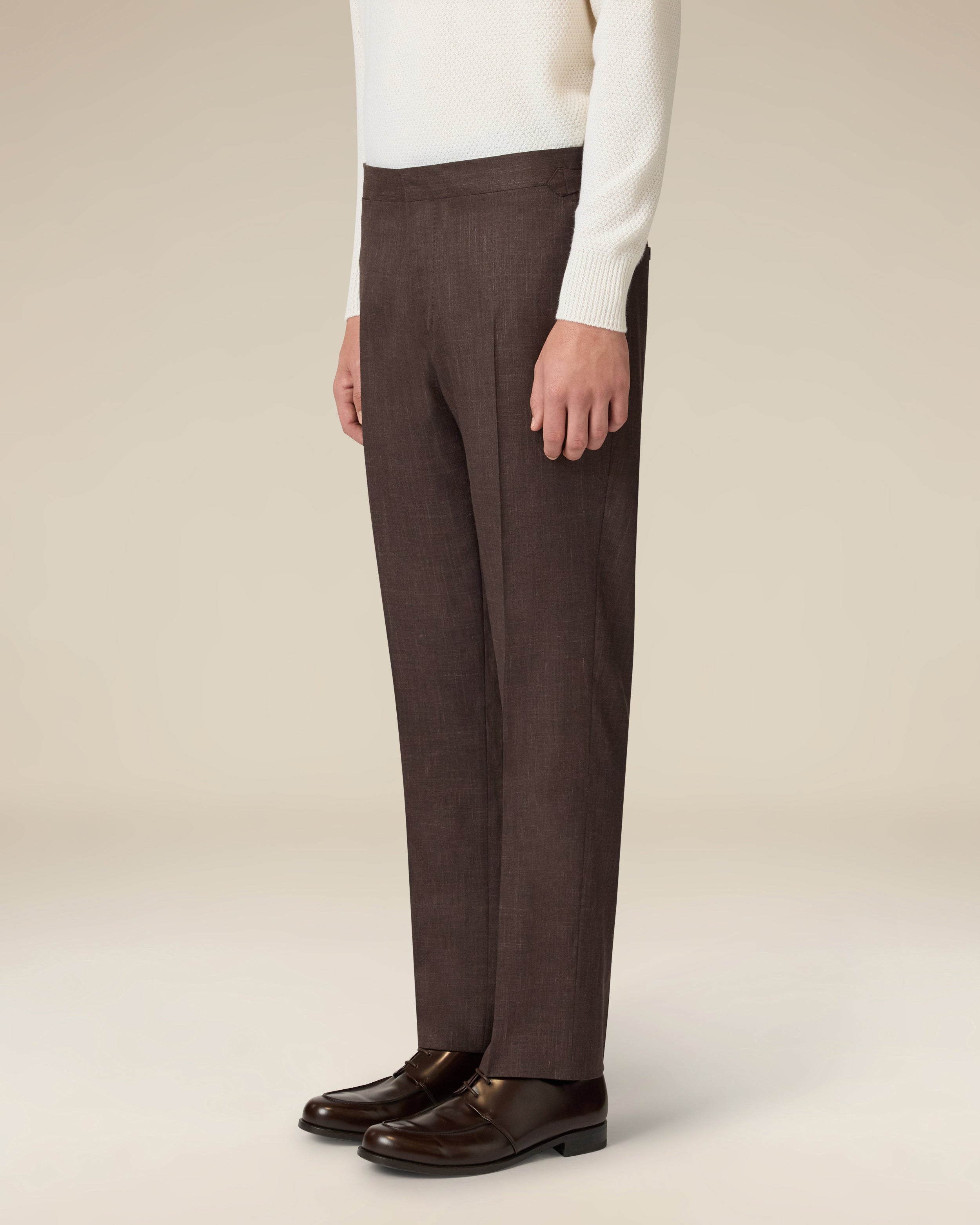 Brown flat-front trousers BROWN Lardini 4