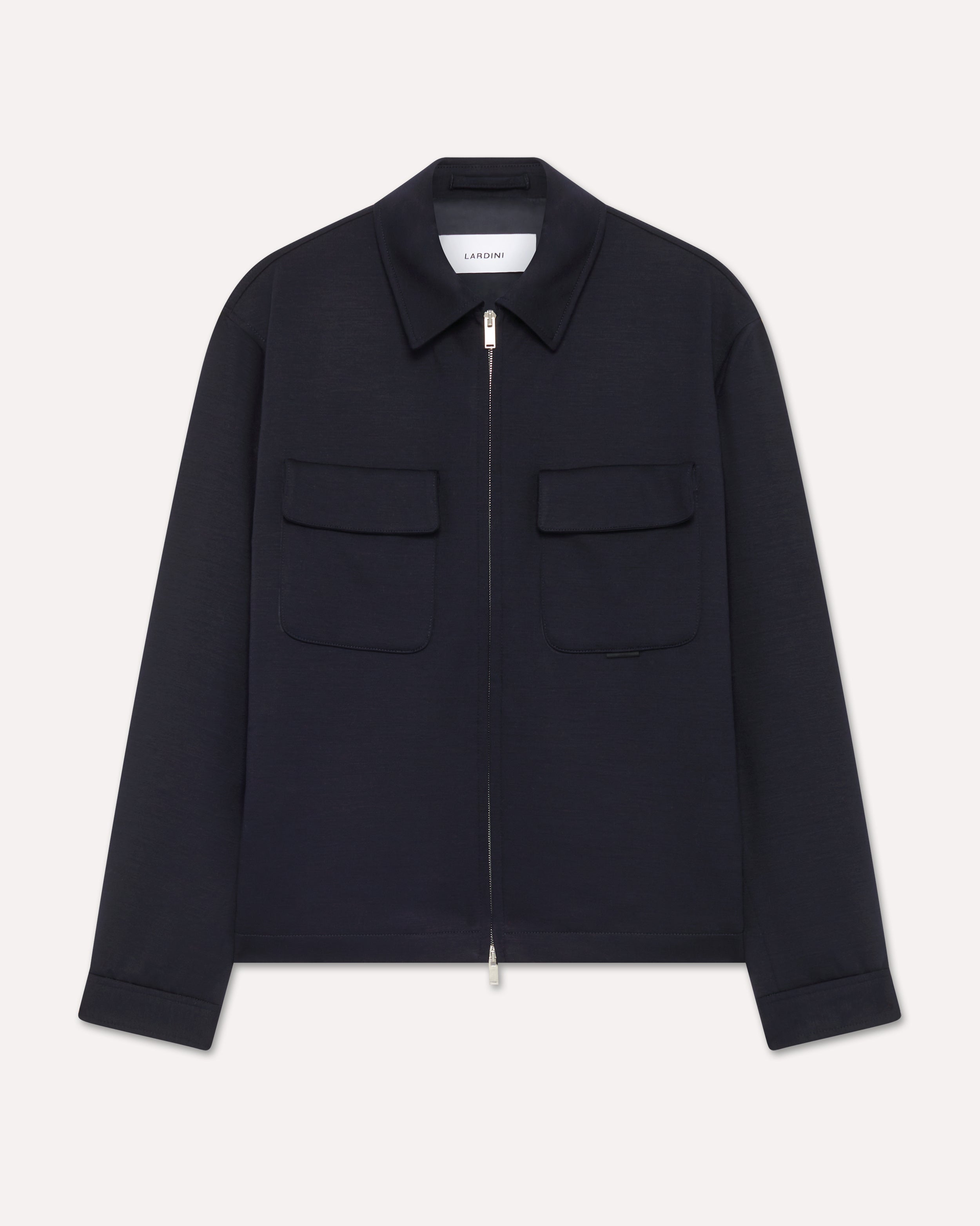 Giacca camicia imbottita in lana e tencel blu BLUE Lardini 1
