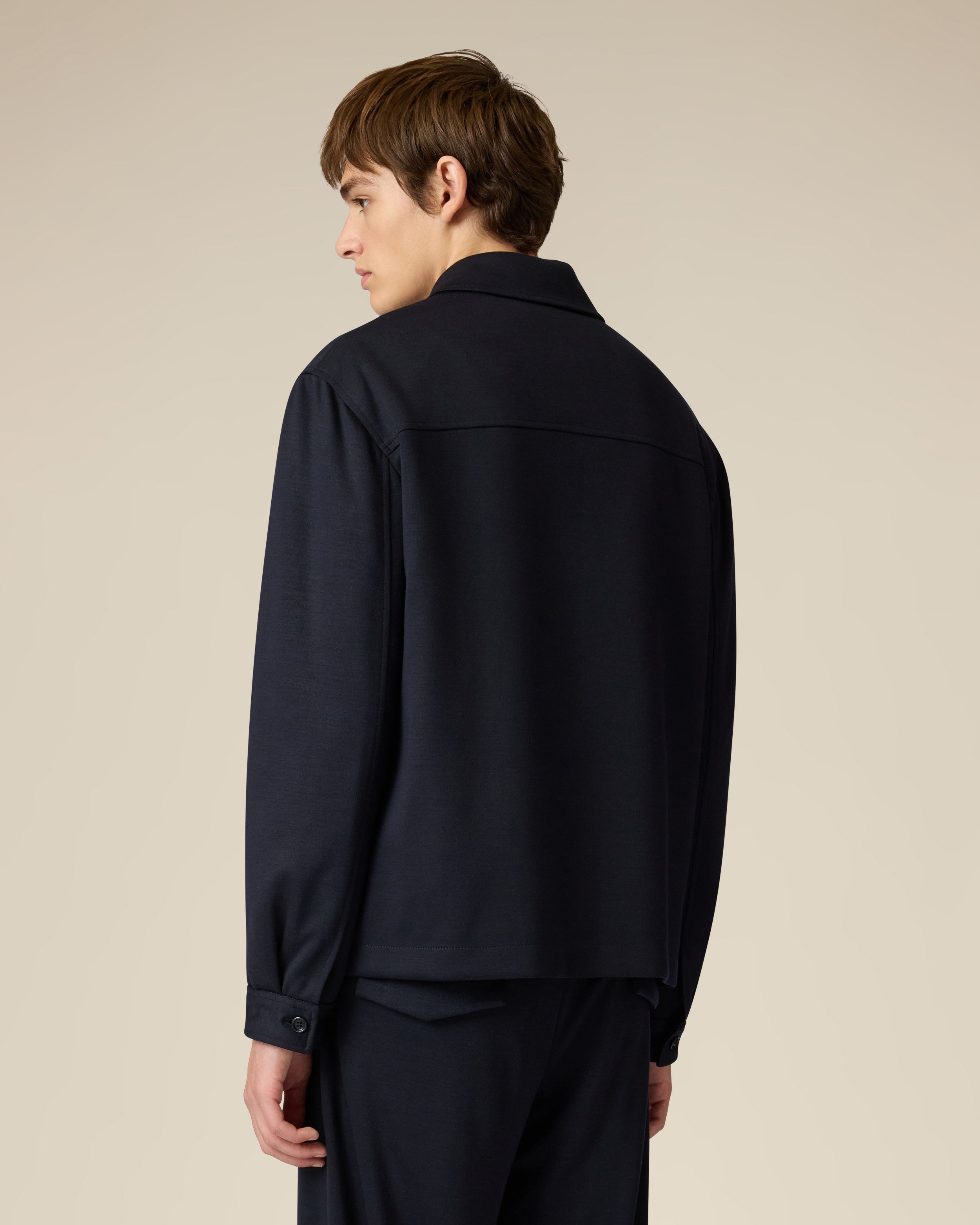 Giacca camicia imbottita in lana e tencel blu BLUE Lardini 5
