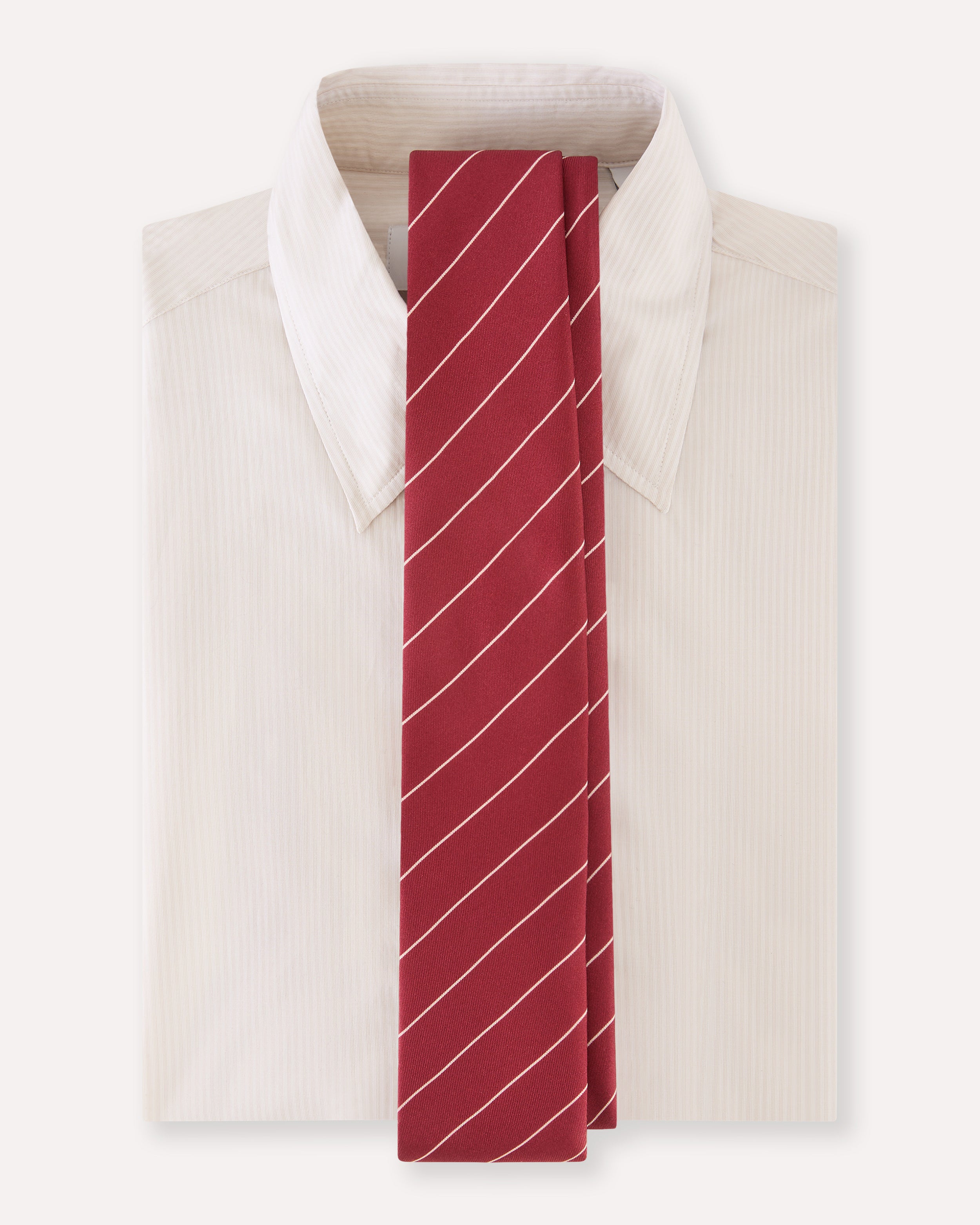 Cravatta in seta jacquard regimental bordeaux e panna BURGUNDY Lardini 3