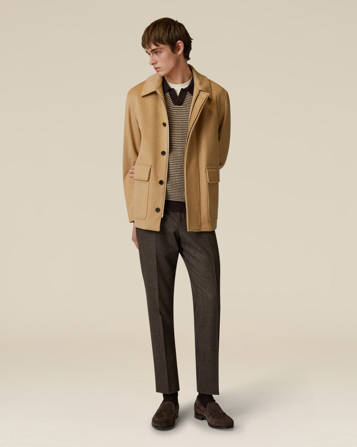 Jacke aus Wolle in Kamelton CAMEL Lardini 2