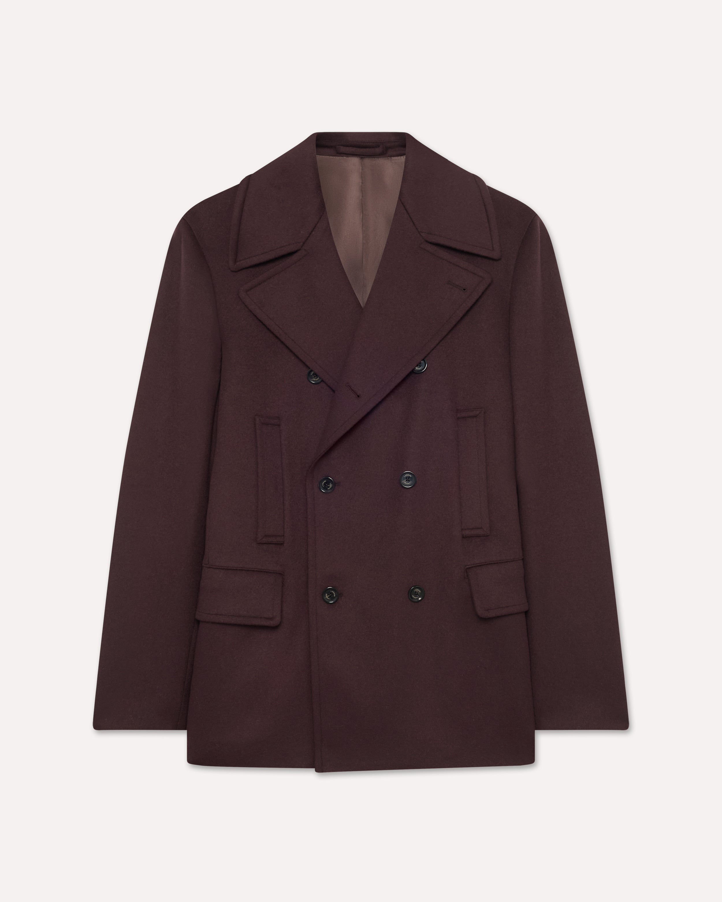 Brown double-breasted wool peacoat BROWN Lardini 1