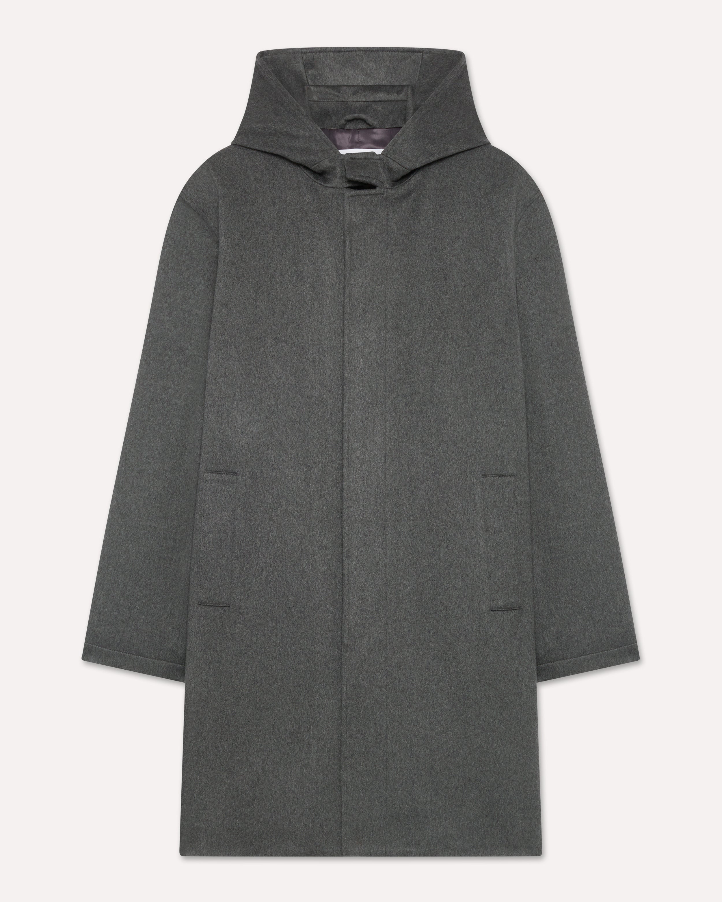 Grau gepolsterter Kaschmirmantel mit Kapuze GREY Lardini 1