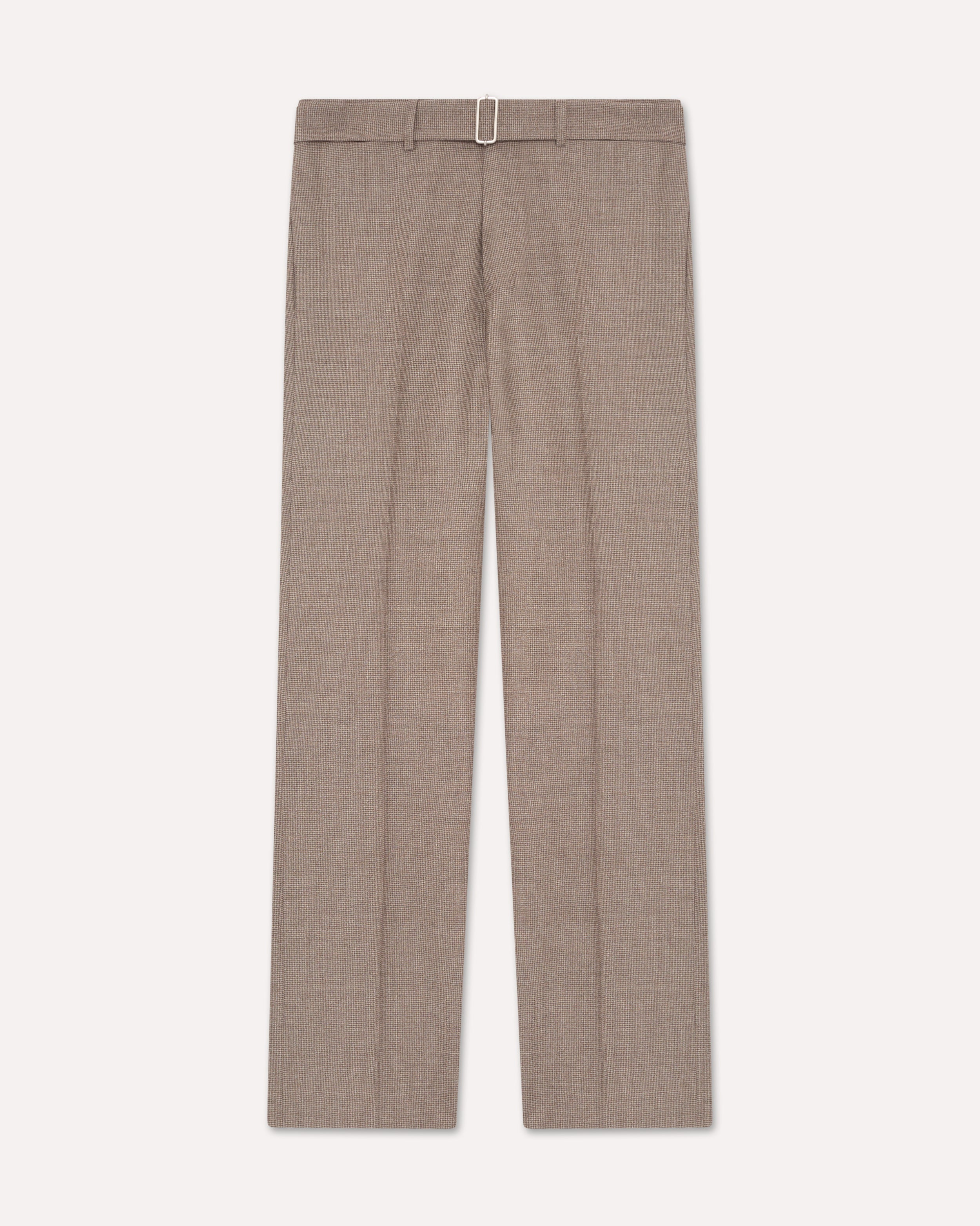 Hazelnut stretch wool trousers with micro houndstooth pattern HAZELNUT/BEIGE Lardini 1