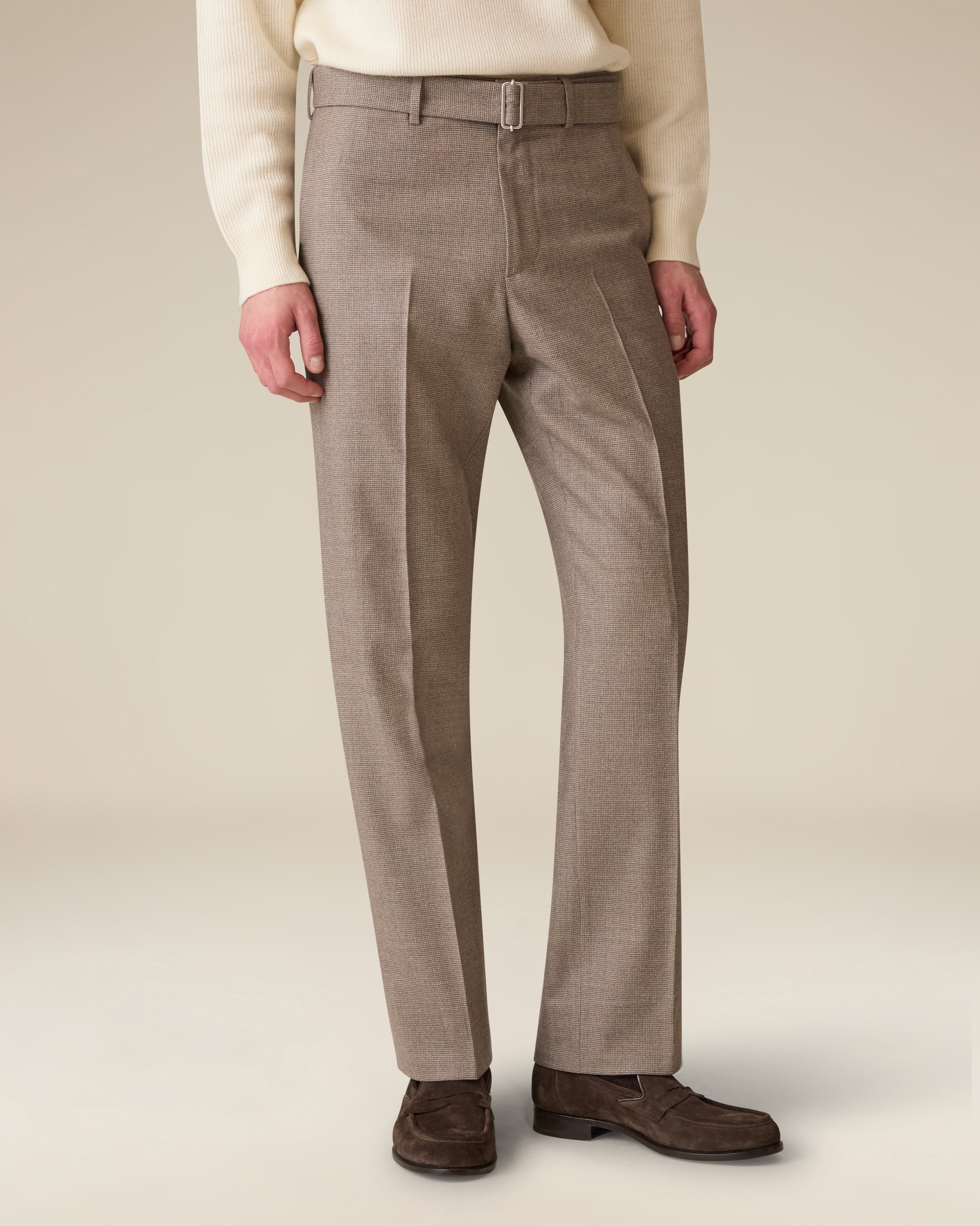 Hazelnut stretch wool trousers with micro houndstooth pattern HAZELNUT/BEIGE Lardini 3