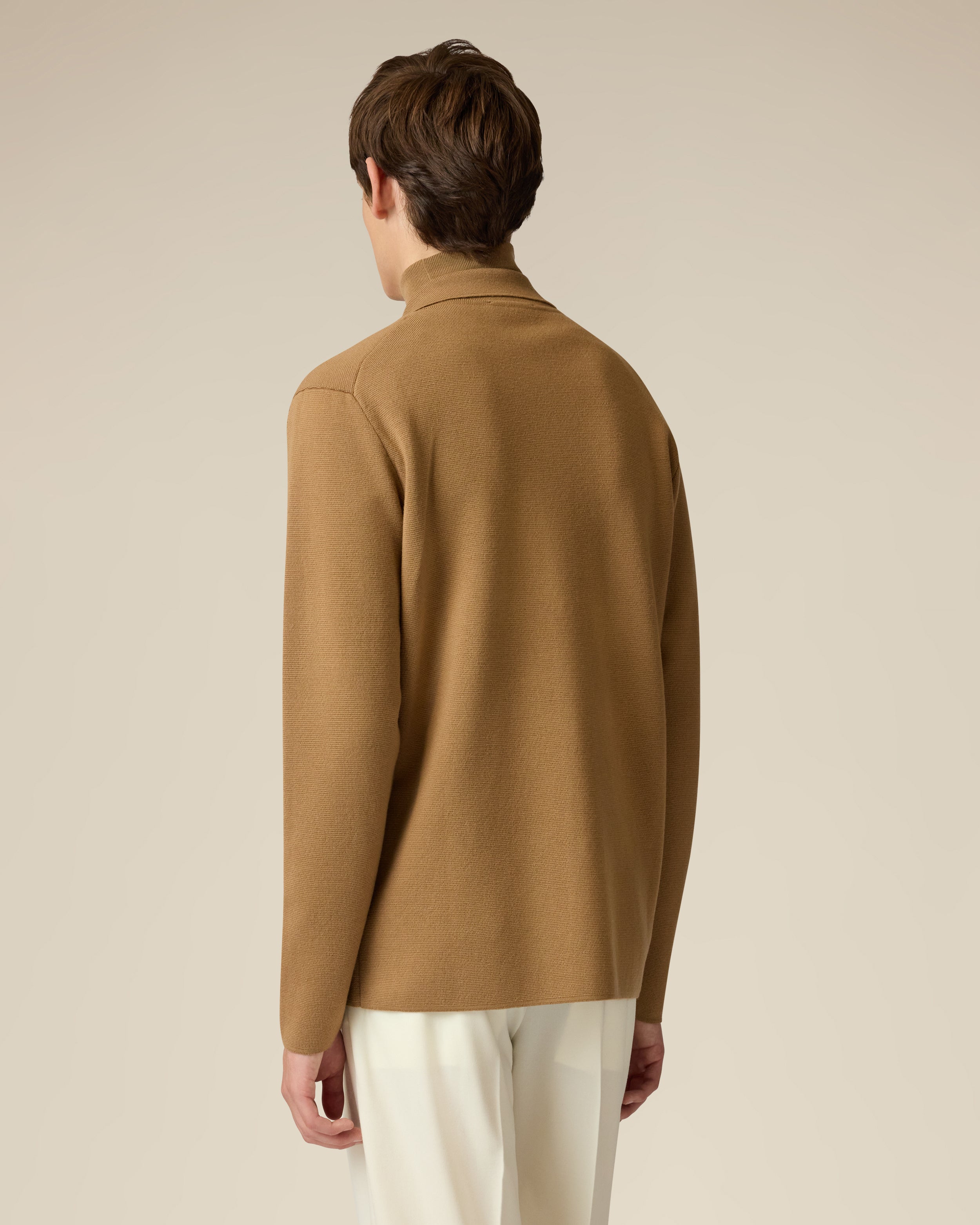 Camel merino wool trucker jacket CAMEL Lardini 5