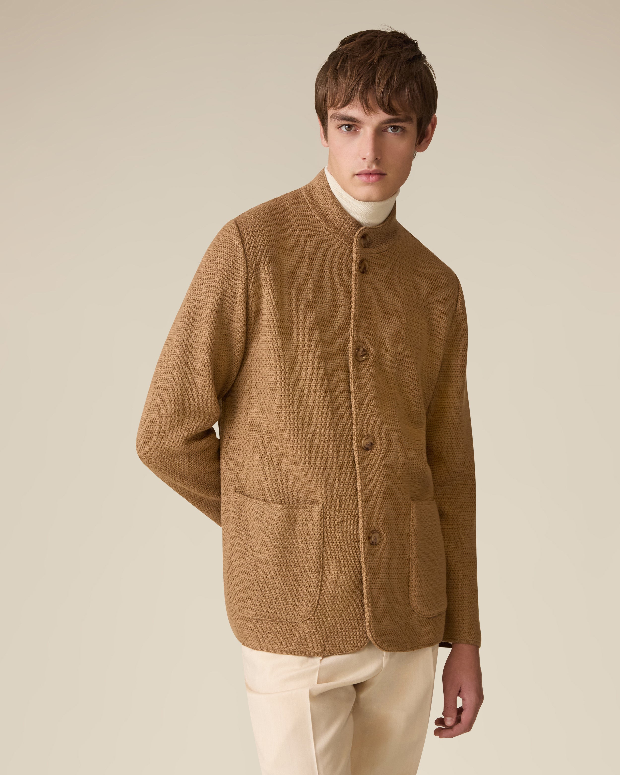 Beige merino wool jacket BEIGE Lardini 3