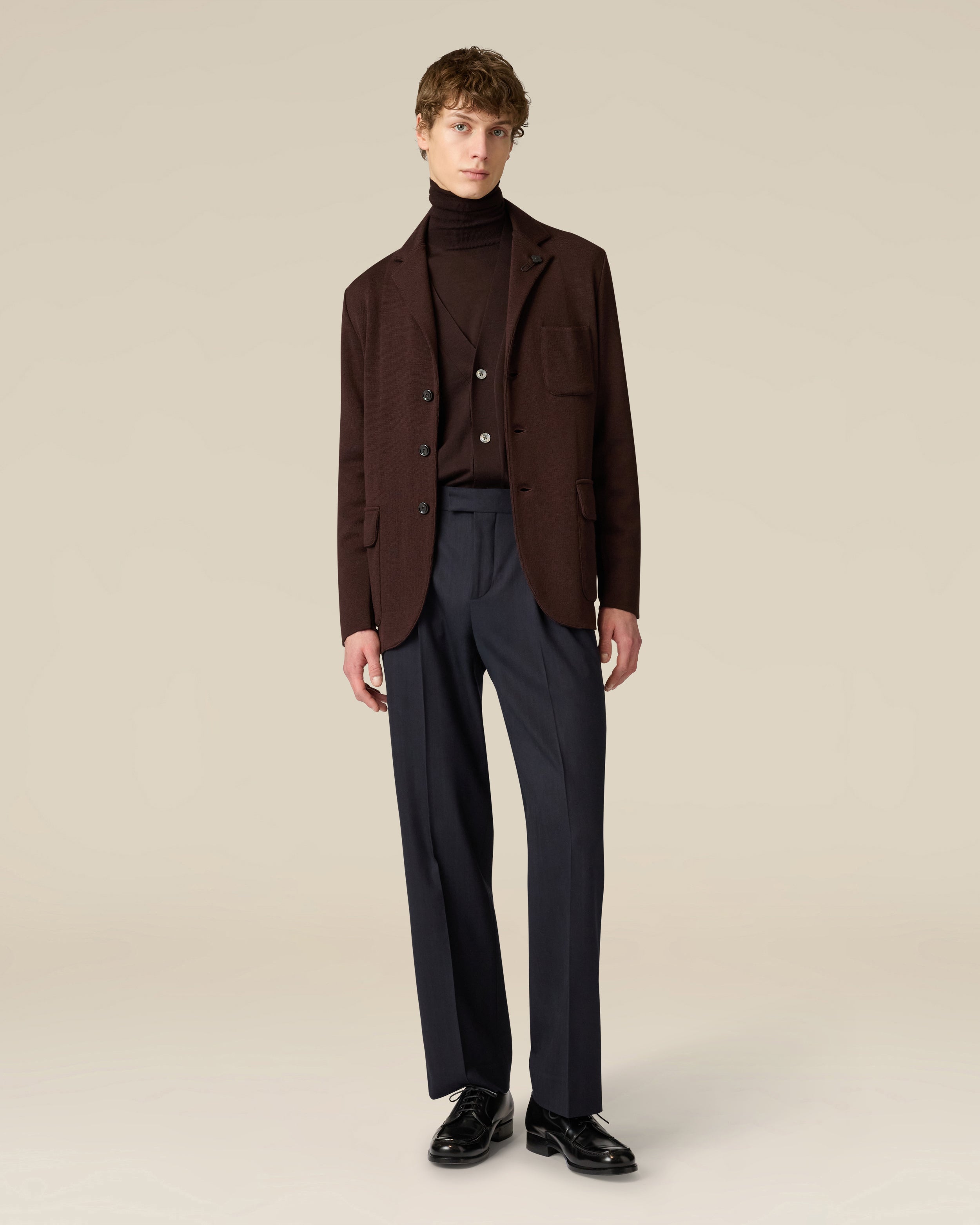 Brown merino wool jacket BROWN Lardini 2