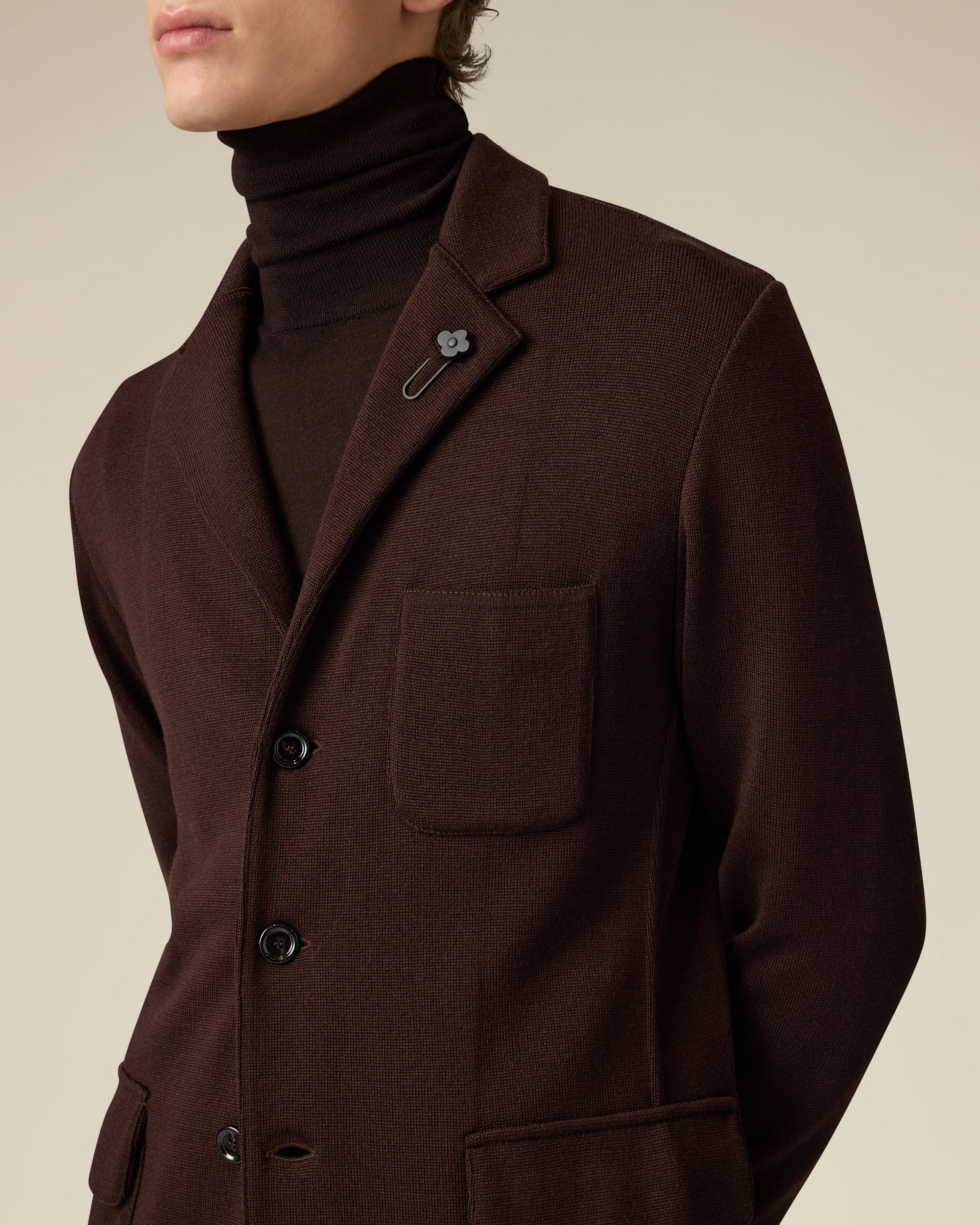 Brown merino wool jacket BROWN Lardini 3