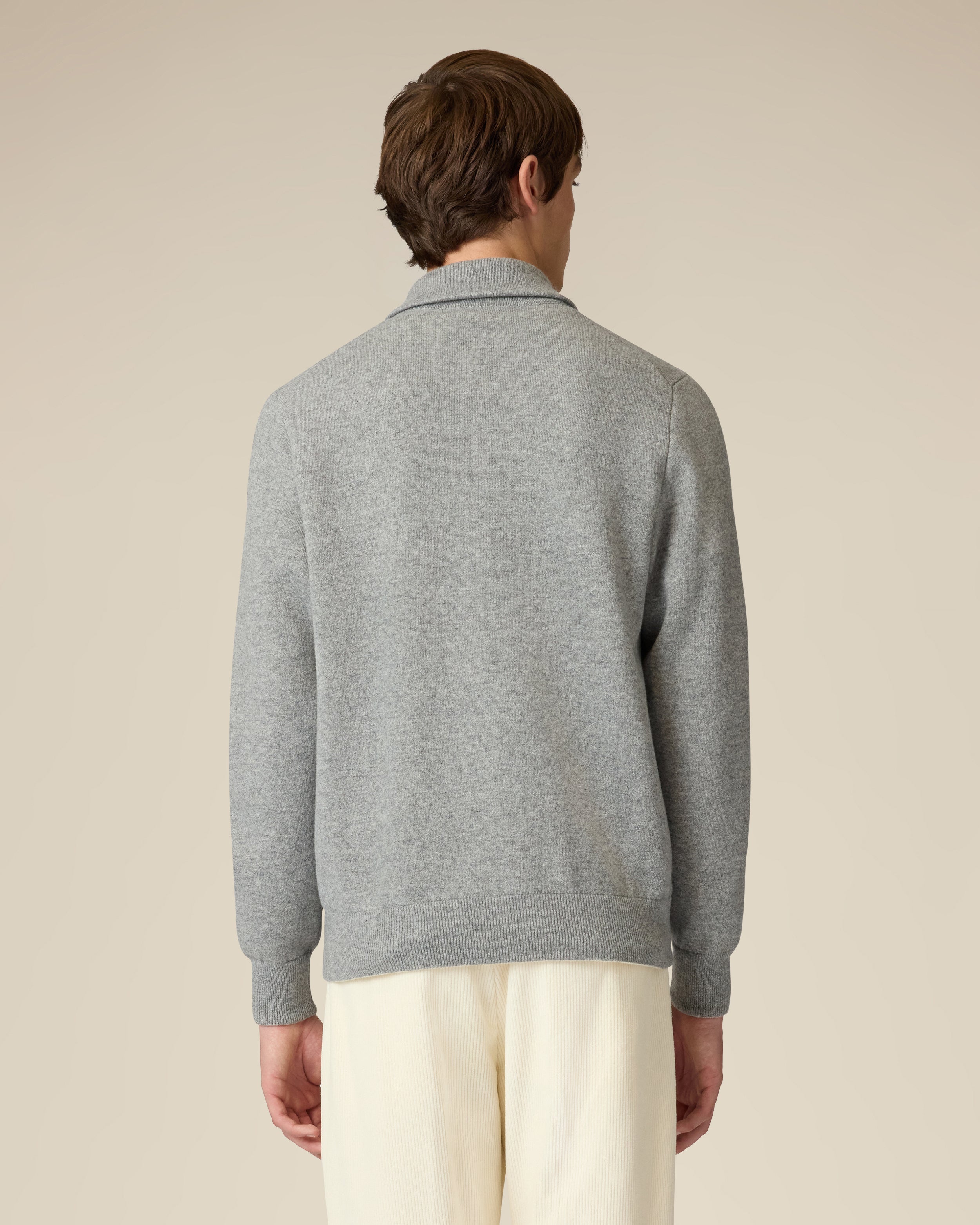 Bomber en maille gris et crème avec fermeture éclair et poches obliques GREY/CREAM Lardini 5