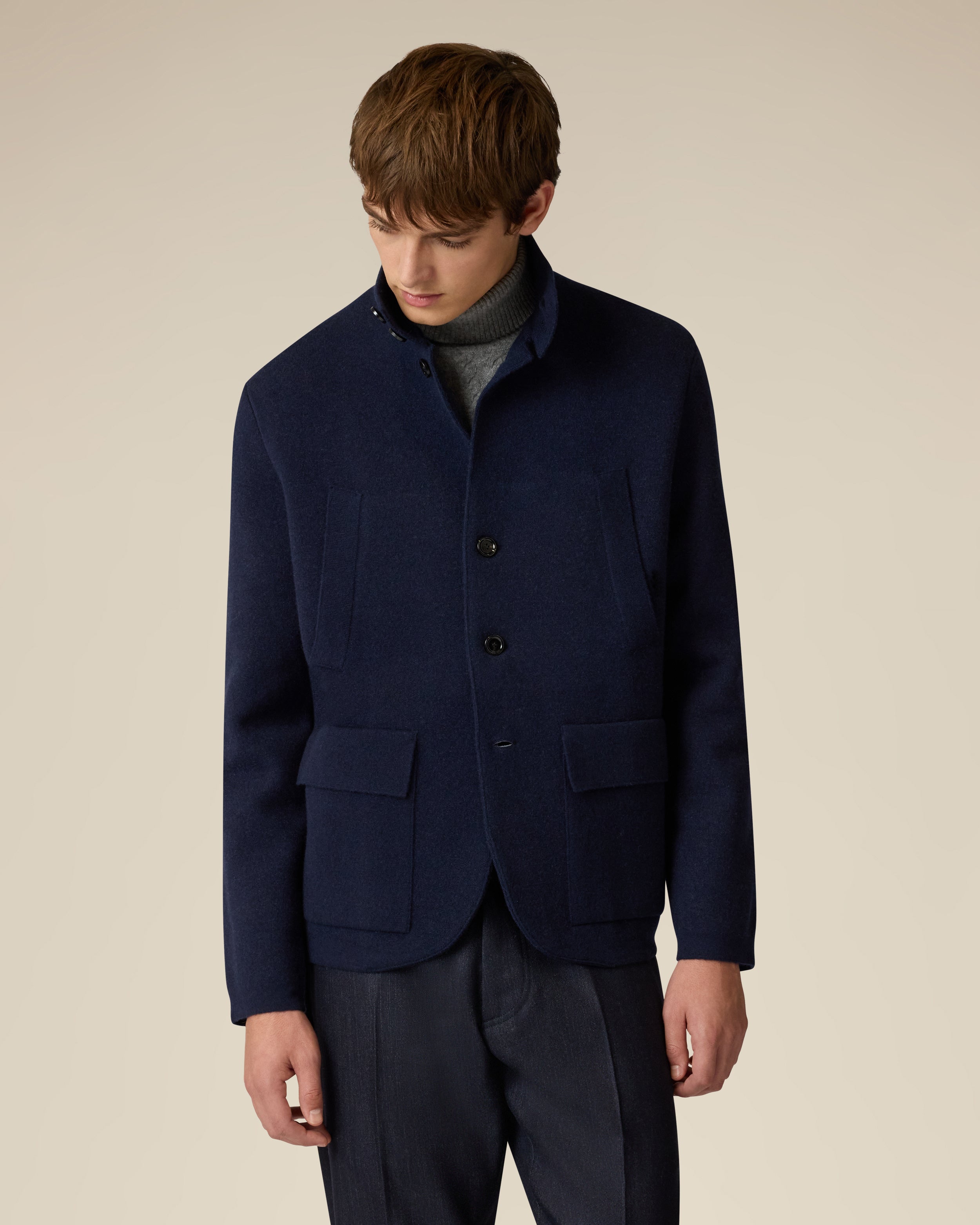 Blue and grey knitted jacket BLUE/GREY Lardini 4