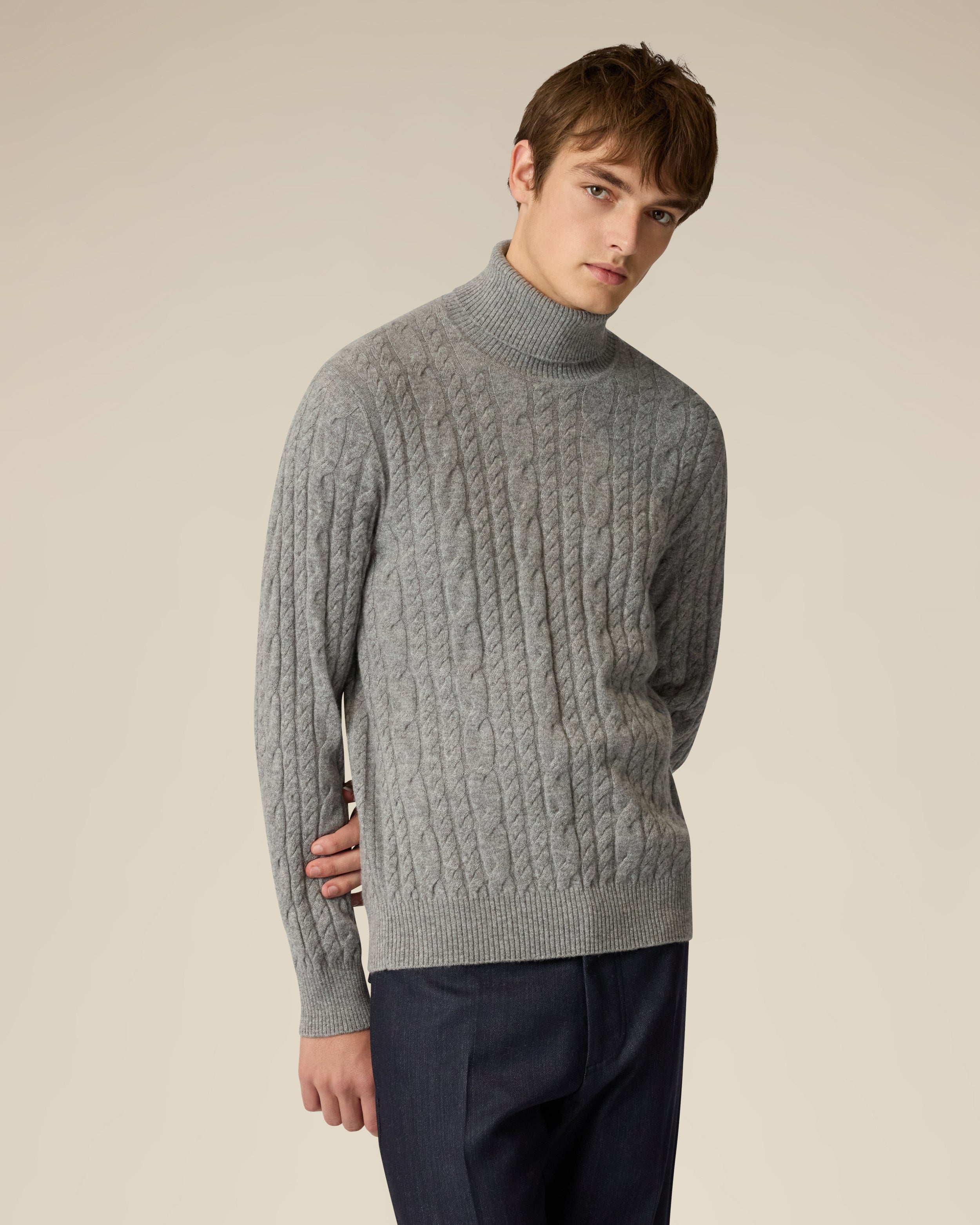 Grauer Rollkragenpullover aus Kaschmir GREY Lardini 4