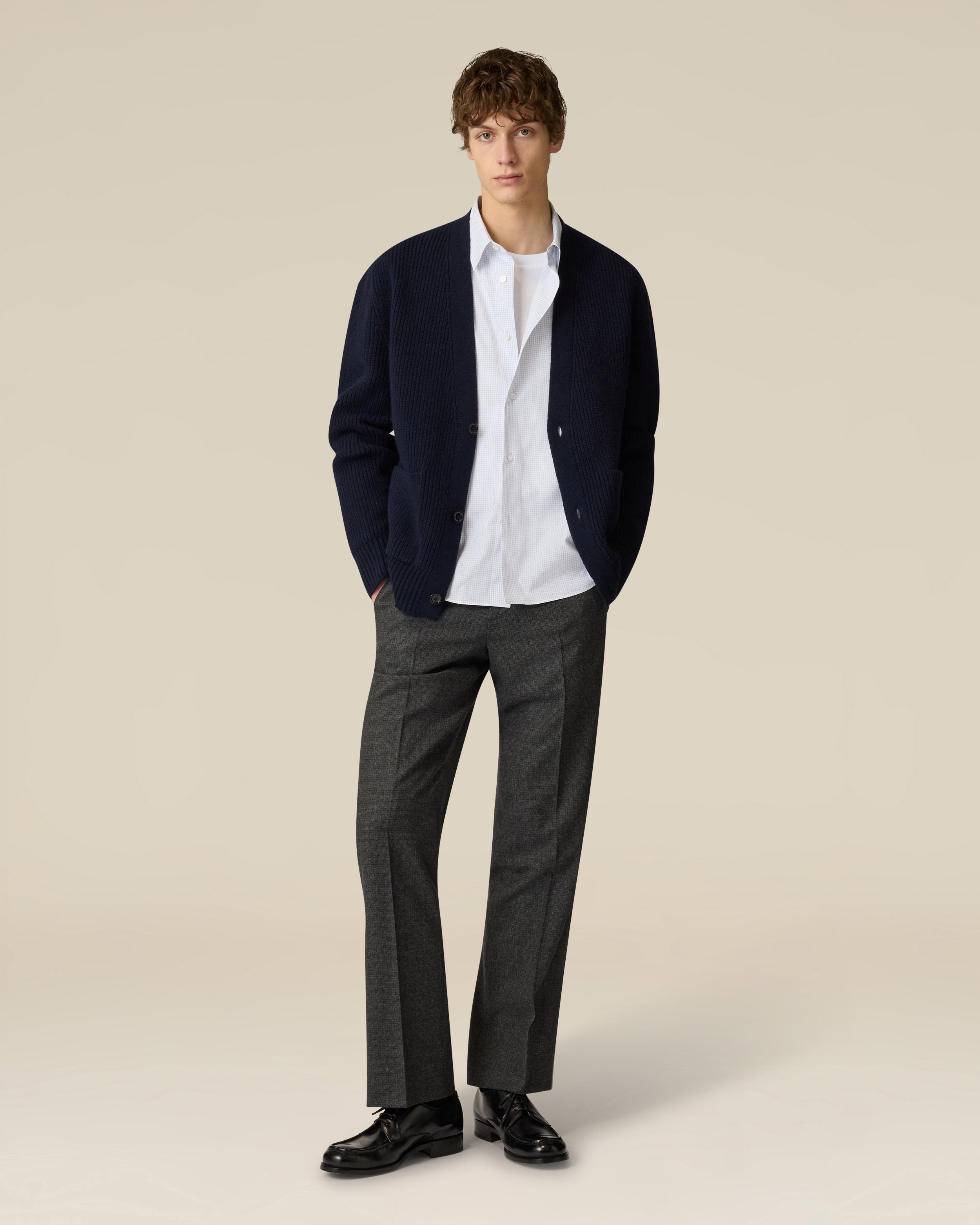 Blue wool and cashmere cardigan BLUE Lardini 2