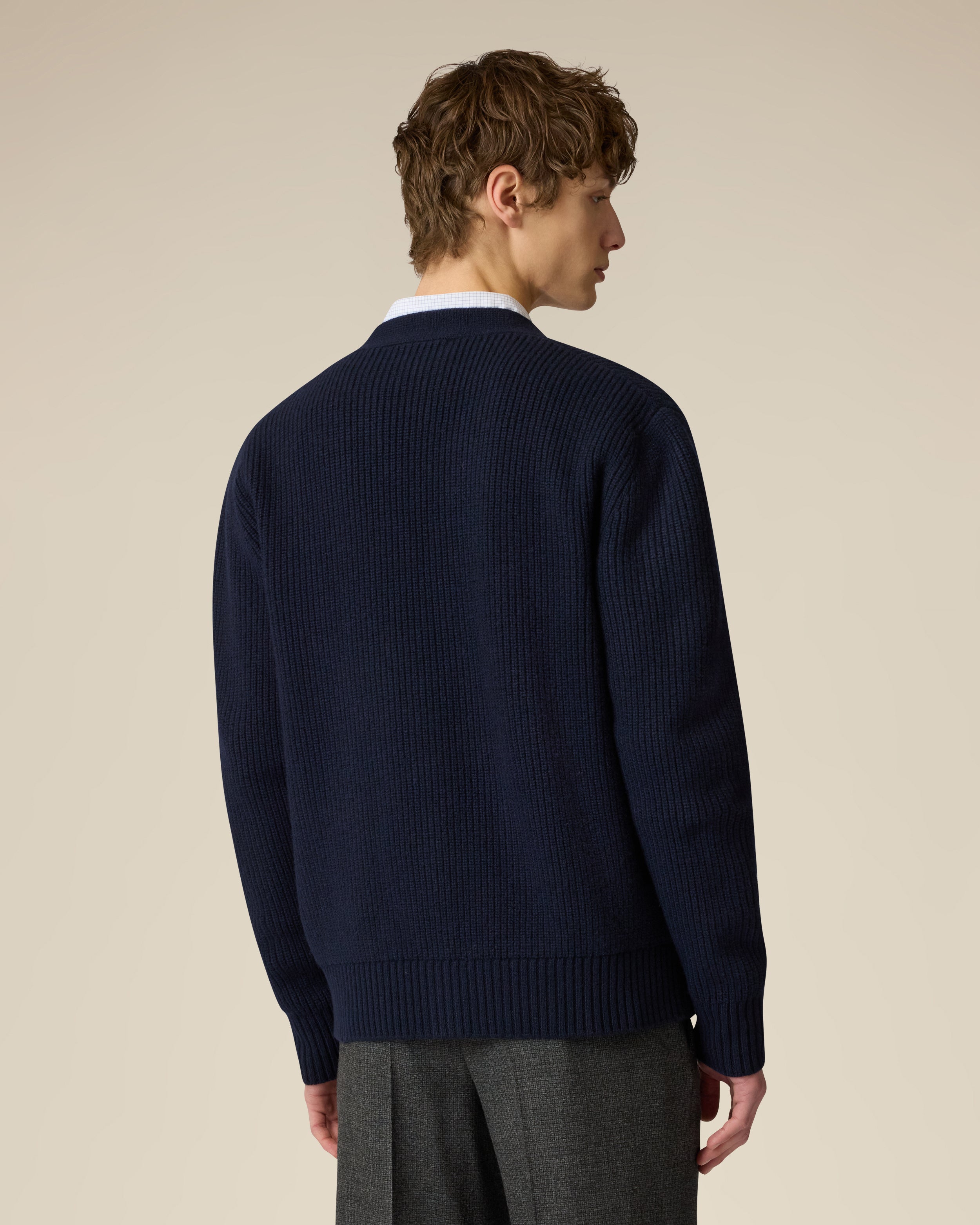Blue wool and cashmere cardigan BLUE Lardini 5
